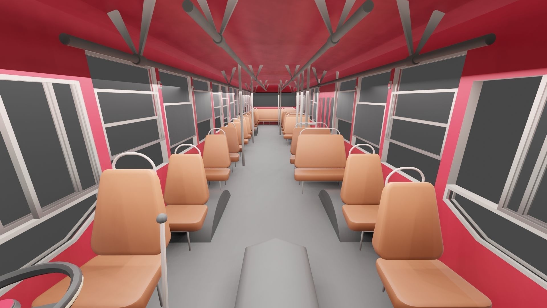 low - poly thai city bus red green white color models Low-poly 3D model_3