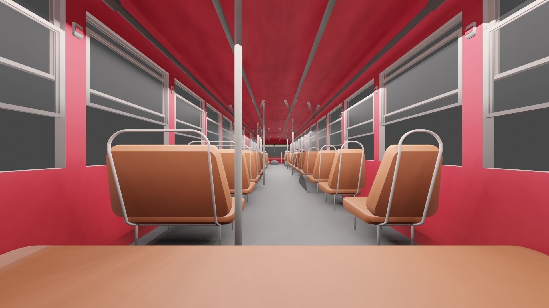 low - poly thai city bus red green white color models Low-poly 3D model_4