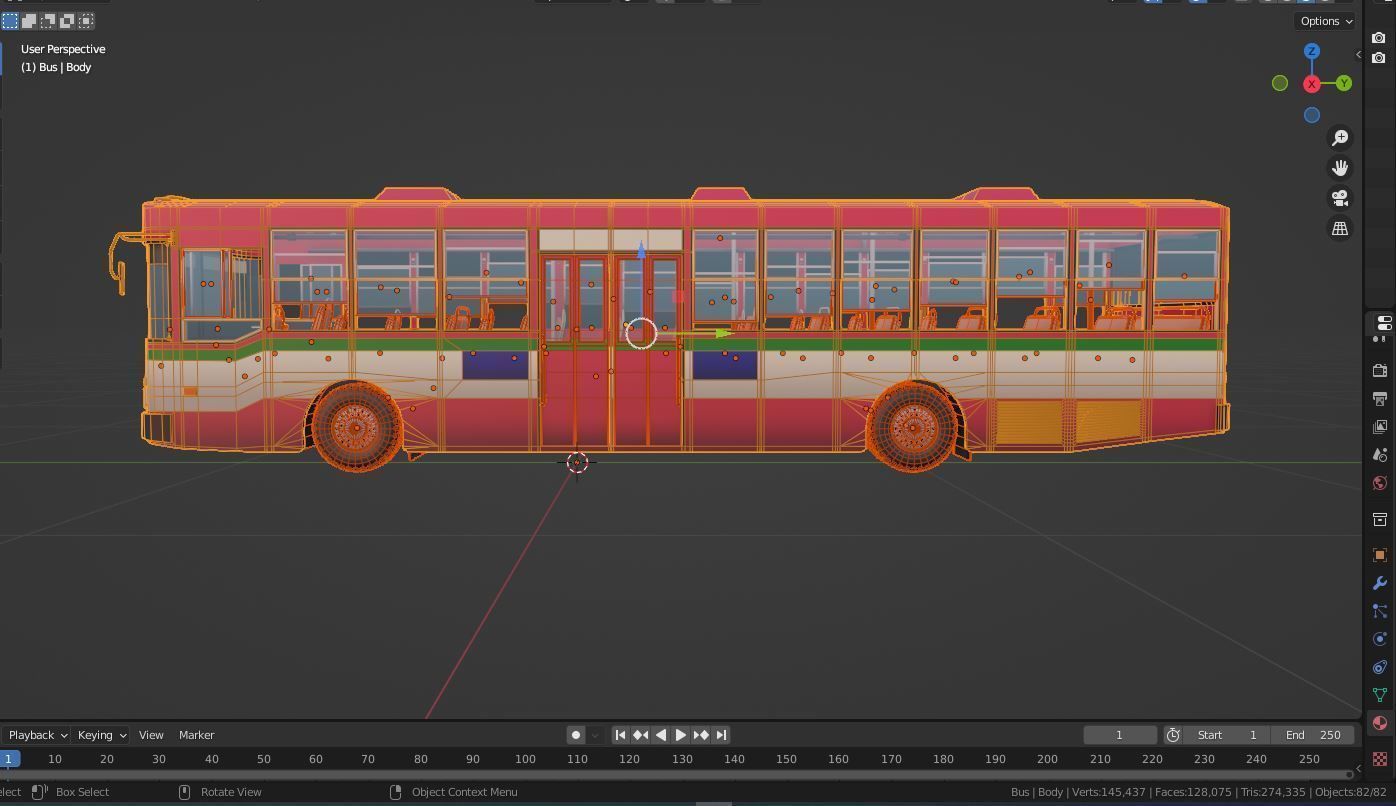 low - poly thai city bus red green white color models Low-poly 3D model_8