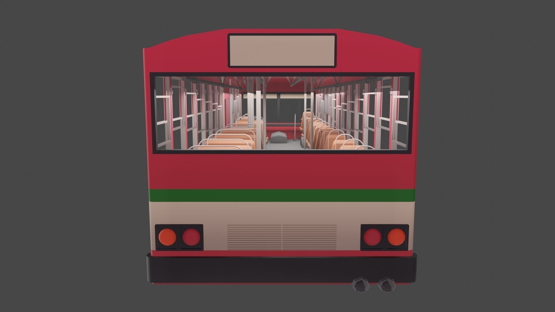 low - poly thai city bus red green white color models Low-poly 3D model_5
