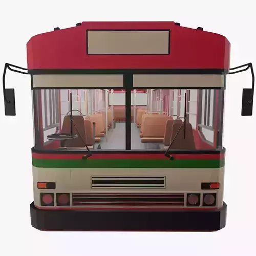 low - poly thai city bus red green white color models