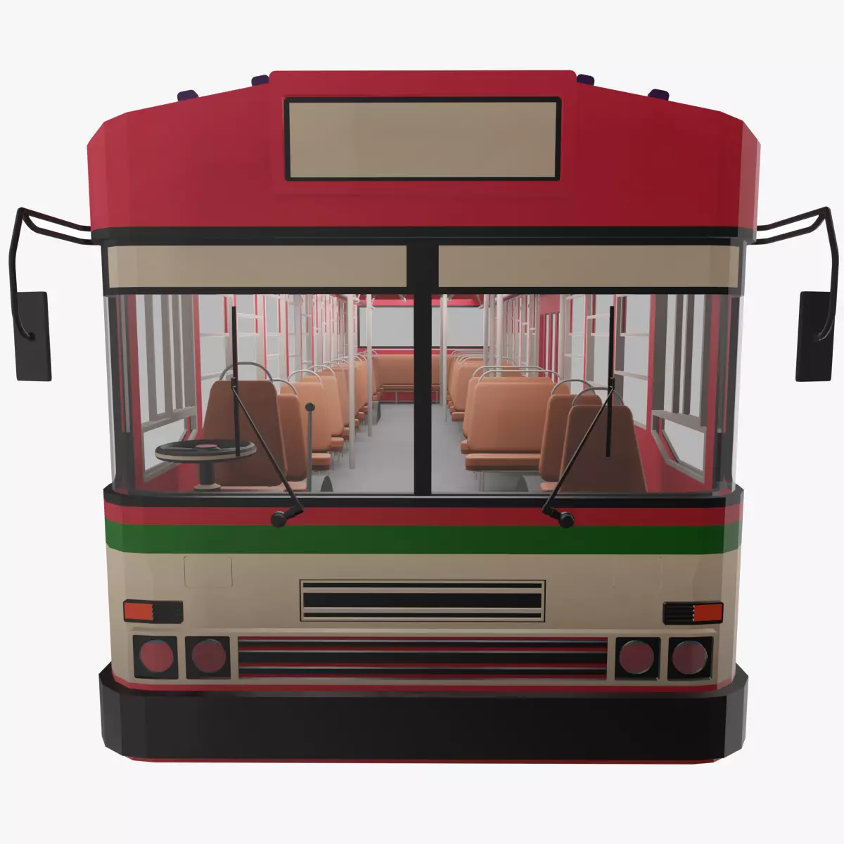 low - poly thai city bus red green white color models Low-poly 3D model_0