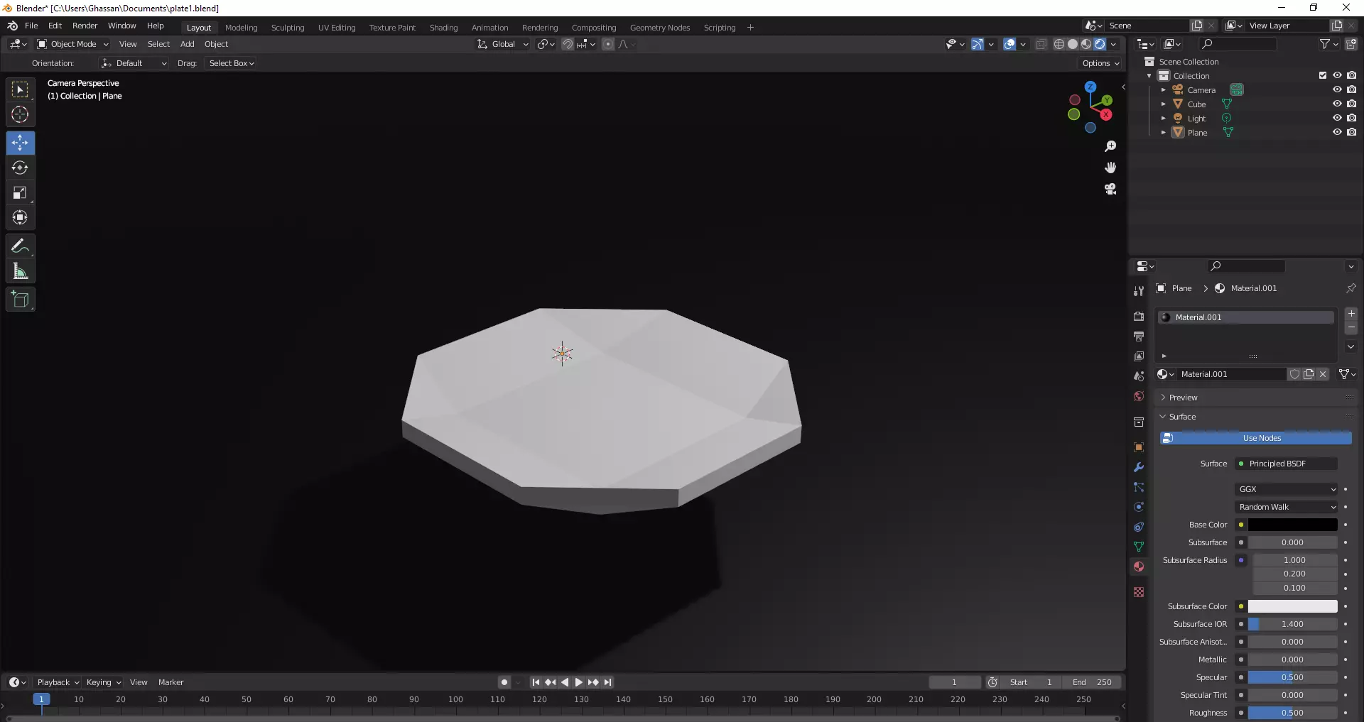 Plate octagon Low-poly 3D model_0