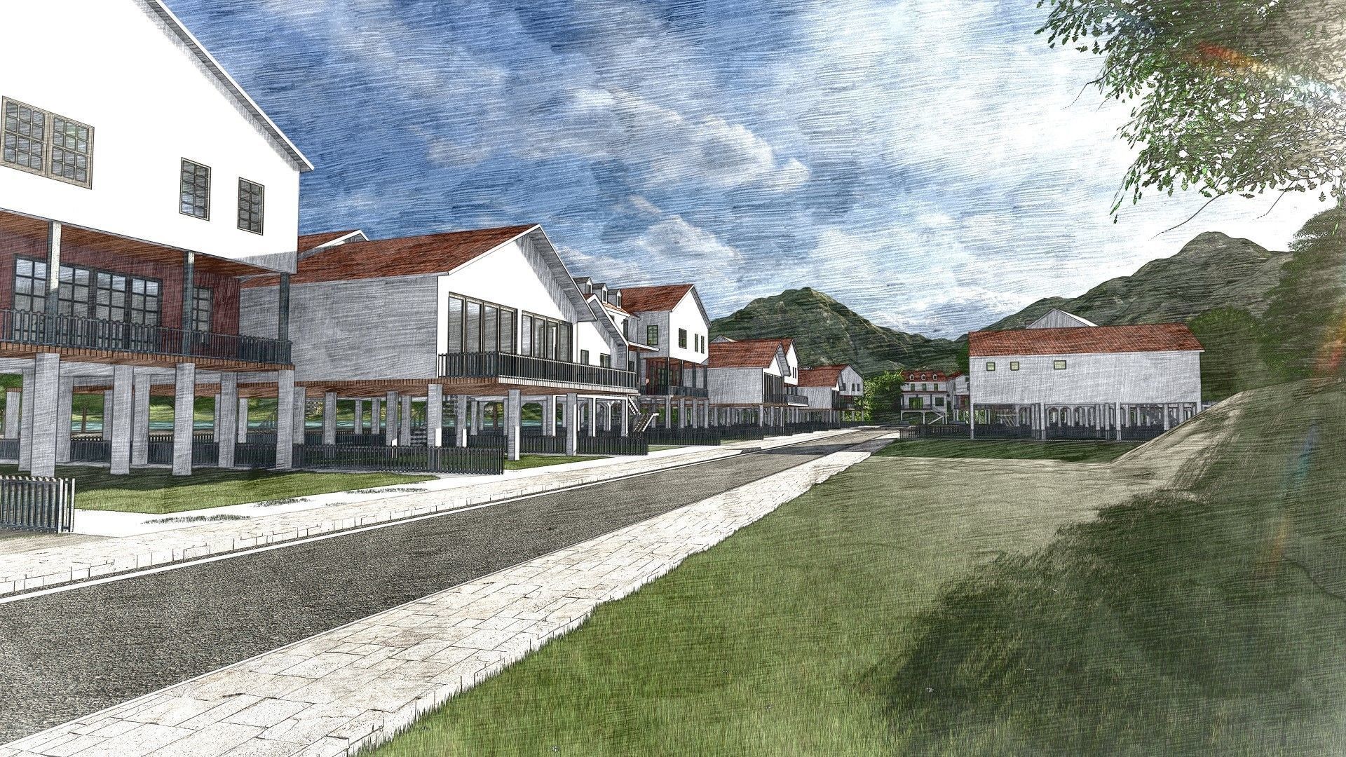 Housing Society Development Design along beach 3D model_15