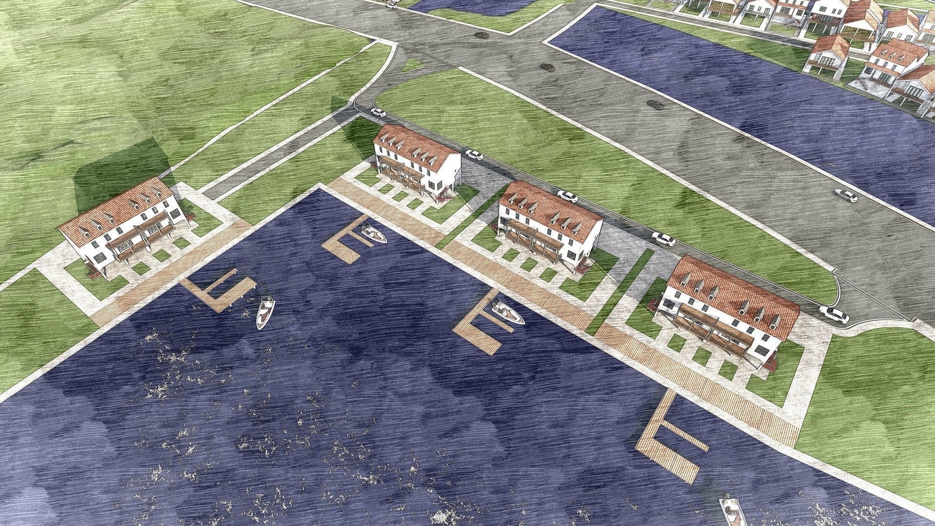 Housing Society Development Design along beach 3D model_6