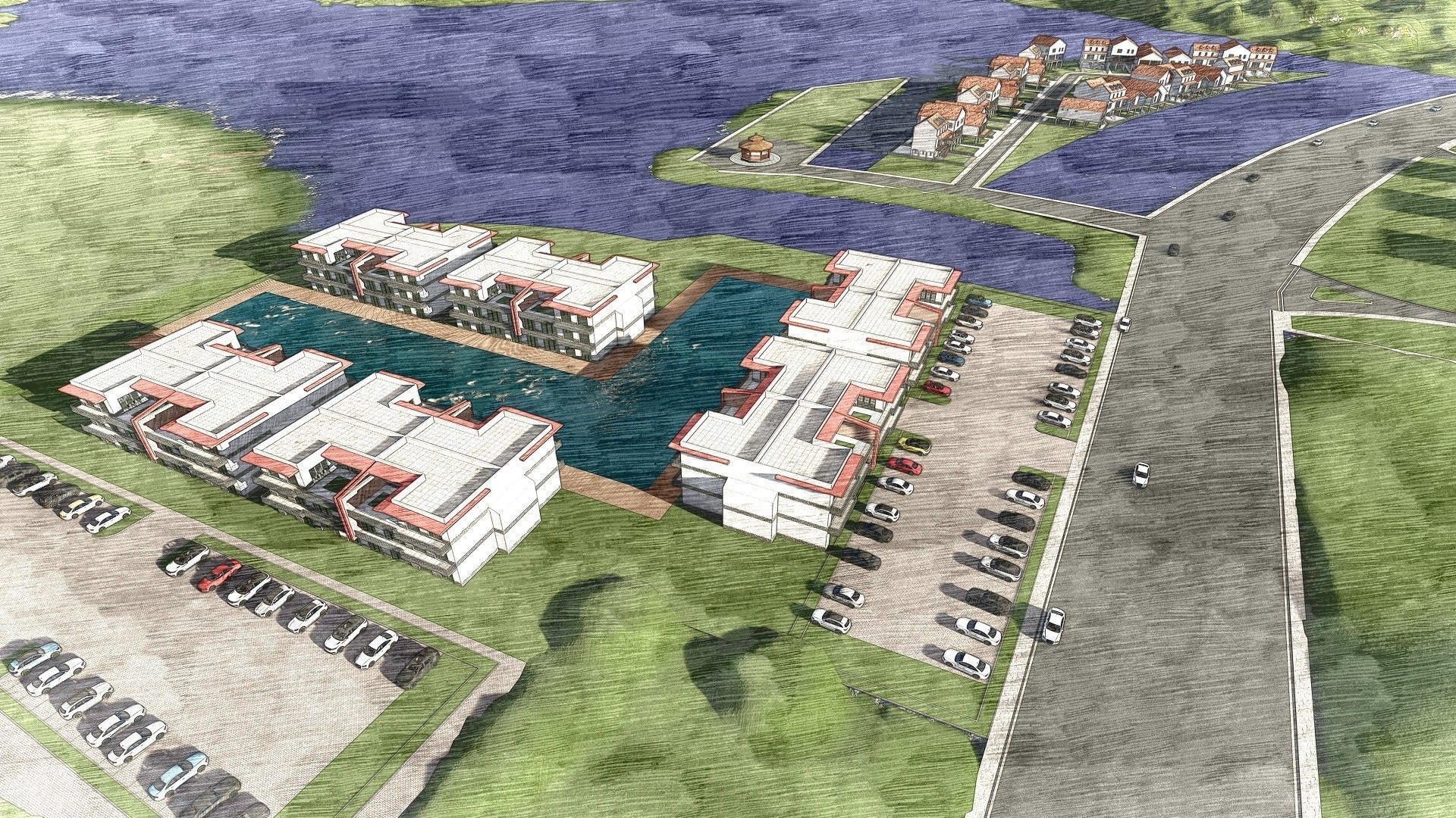 Housing Society Development Design along beach 3D model_9