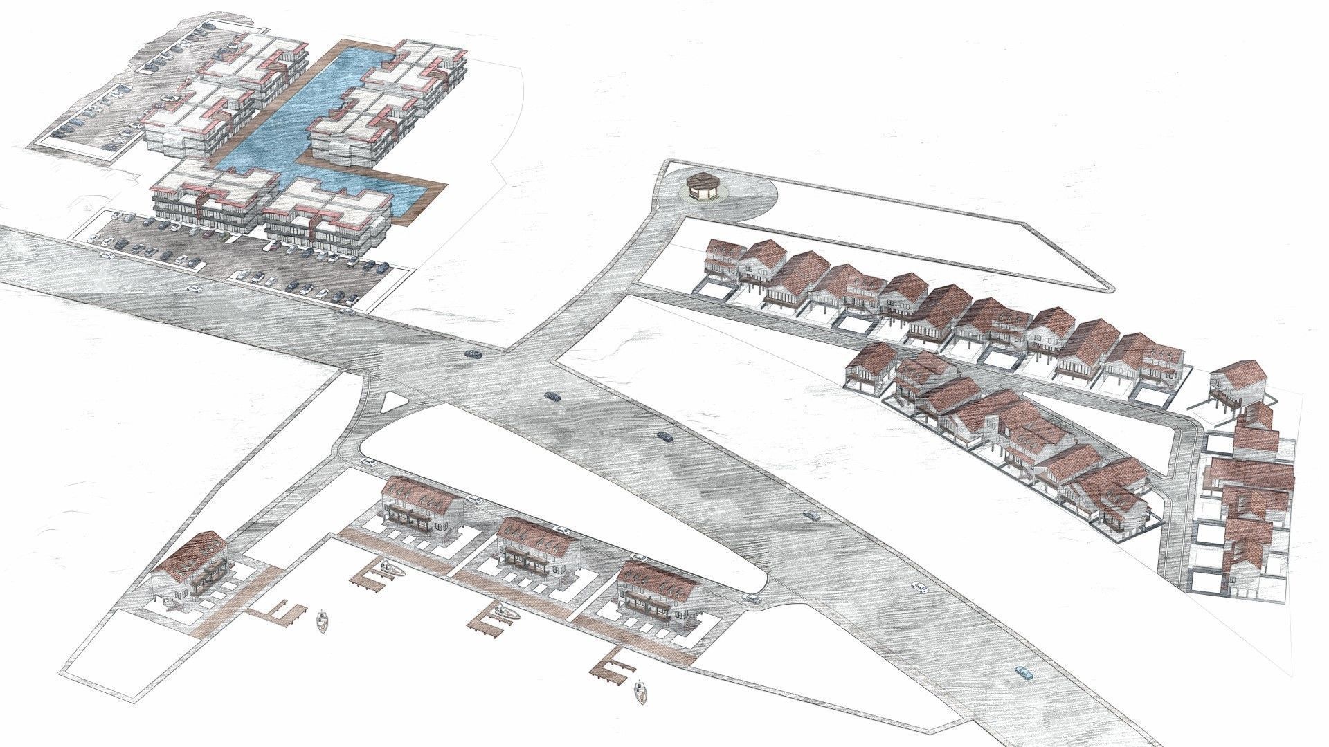 Housing Society Development Design along beach 3D model_5