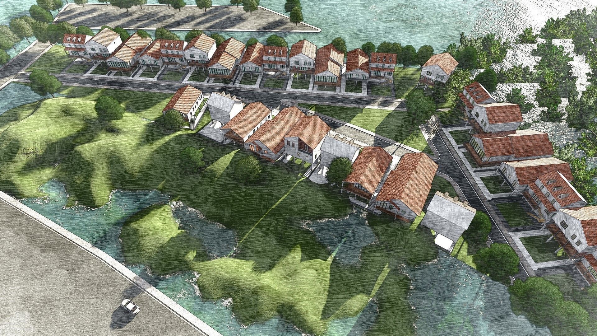 Housing Society Development Design along beach 3D model_4