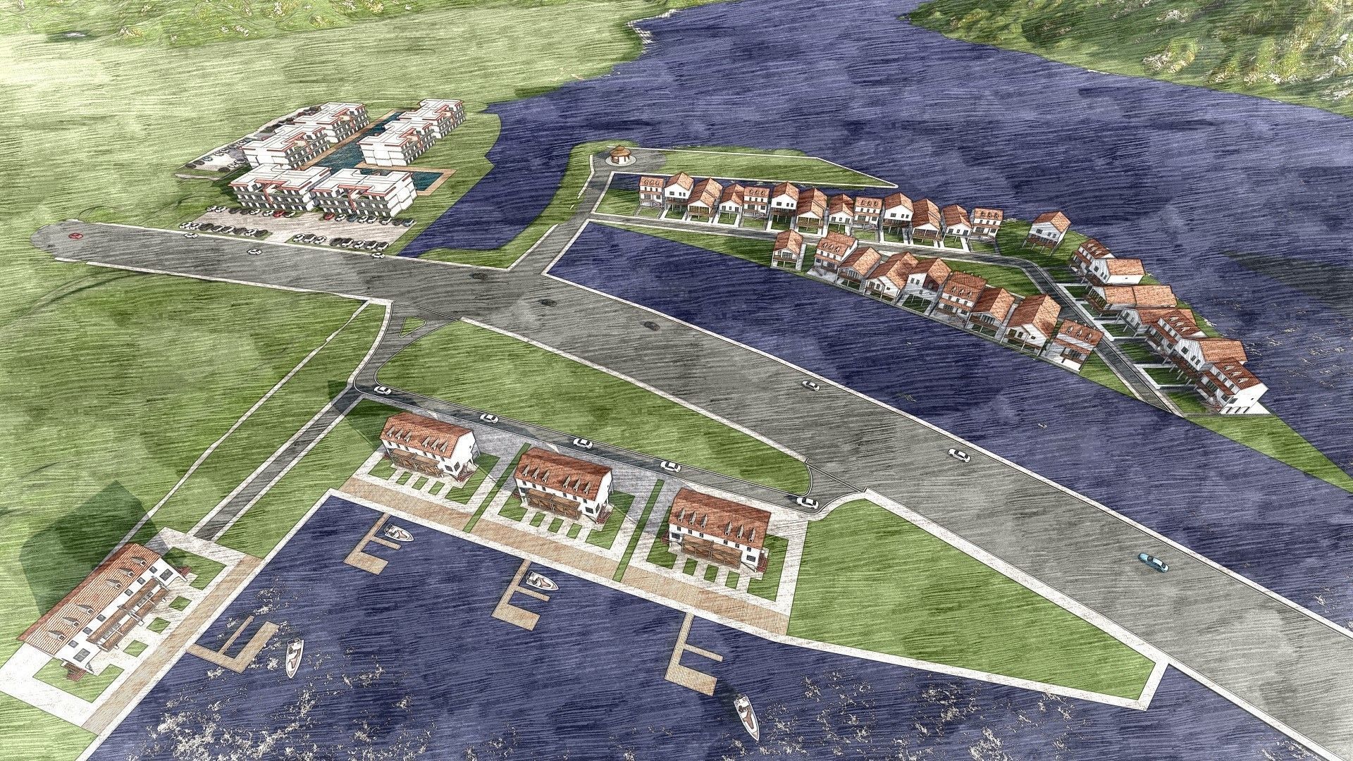 Housing Society Development Design along beach 3D model_17