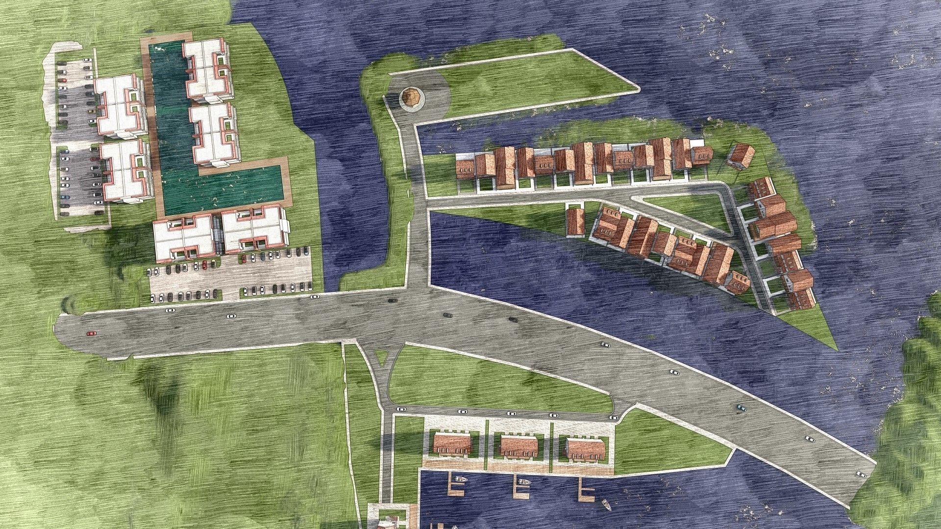 Housing Society Development Design along beach 3D model_13