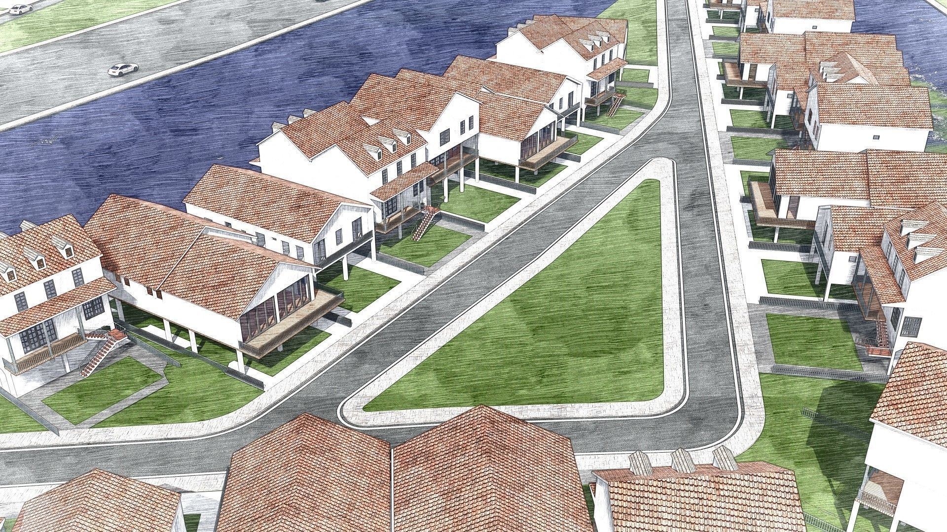 Housing Society Development Design along beach 3D model_20