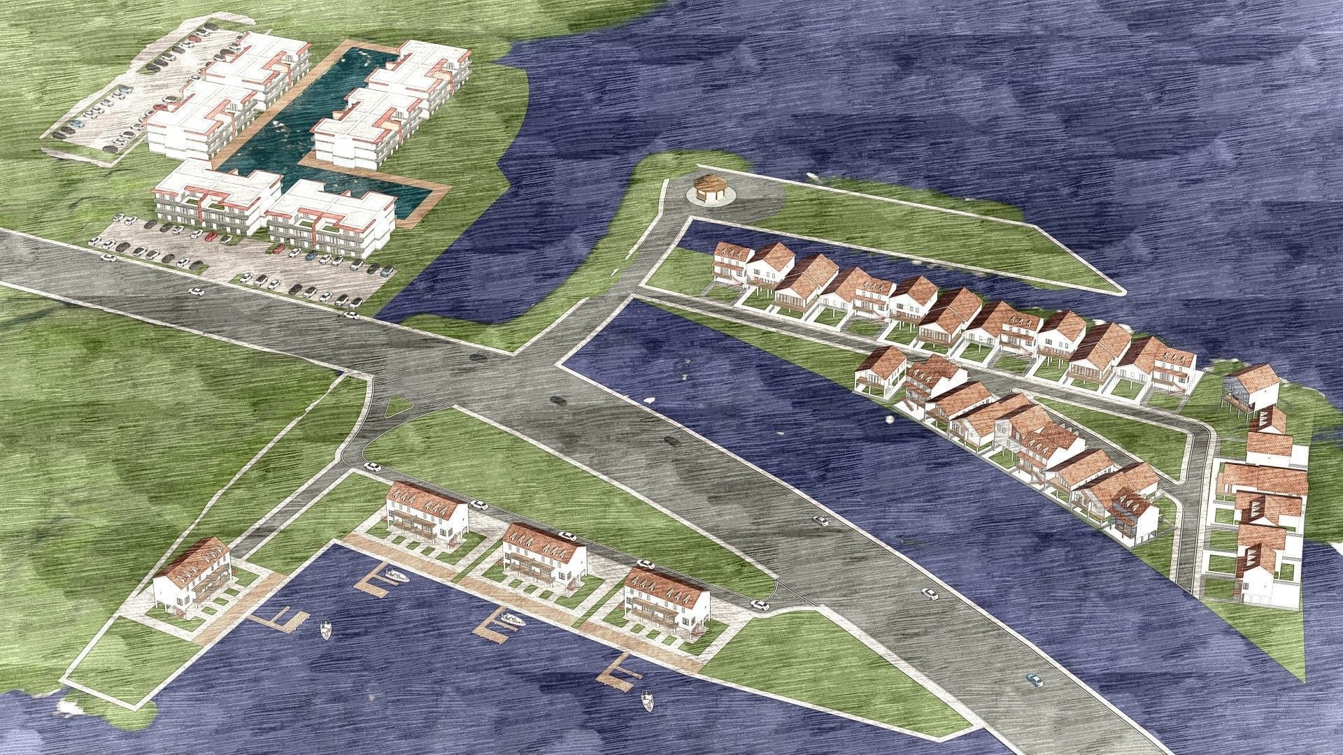 Housing Society Development Design along beach 3D model_3