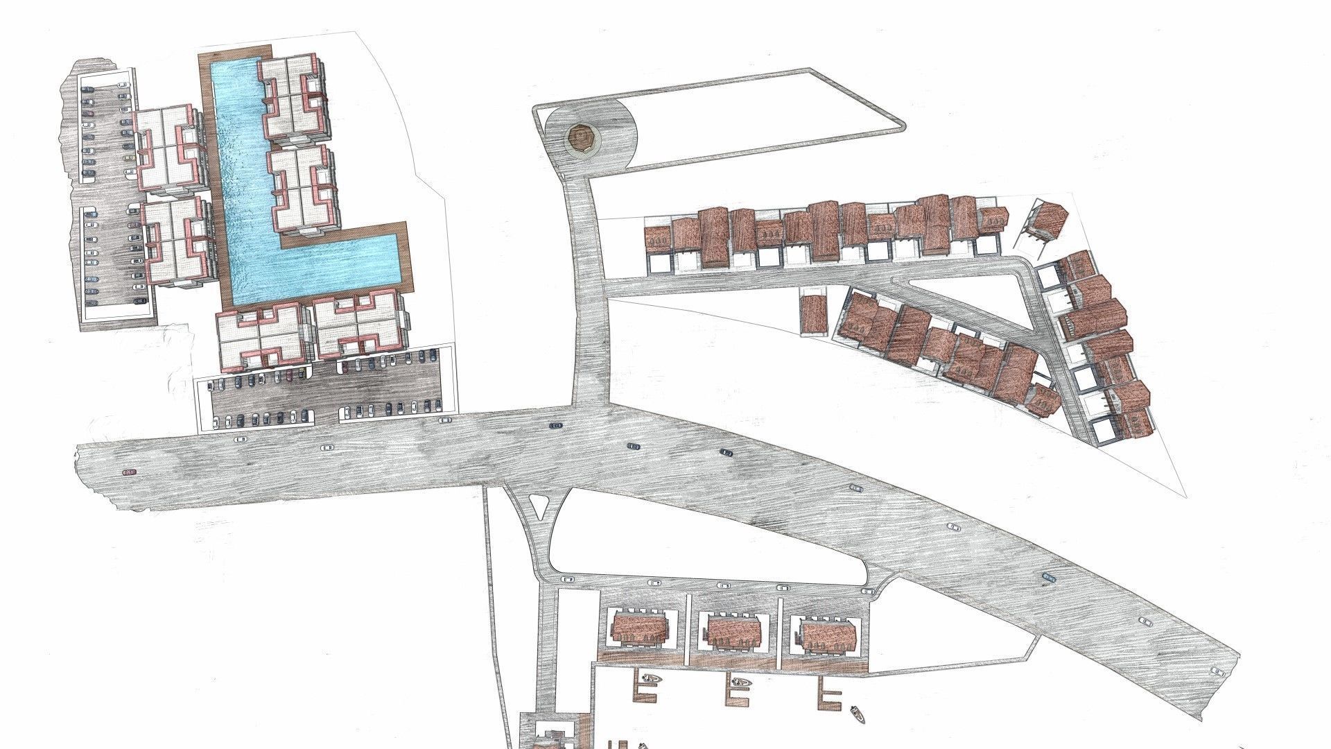 Housing Society Development Design along beach 3D model_11