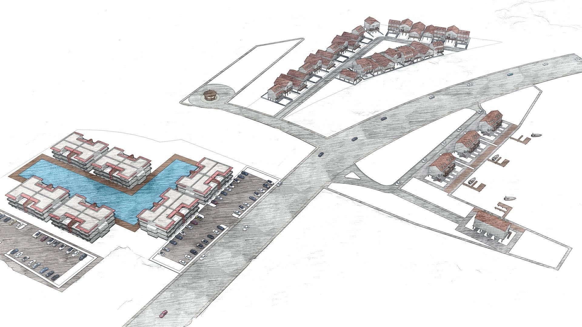 Housing Society Development Design along beach 3D model_16