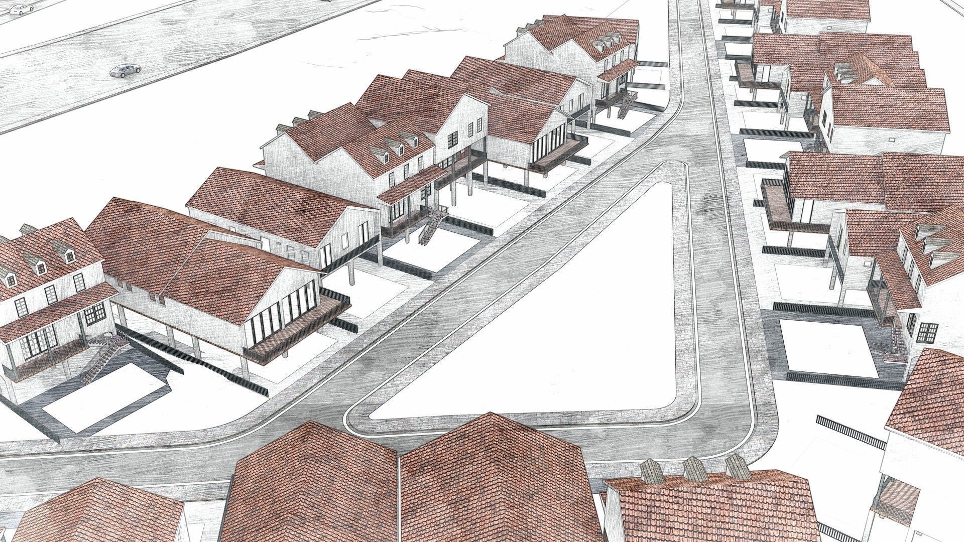 Housing Society Development Design along beach 3D model_2