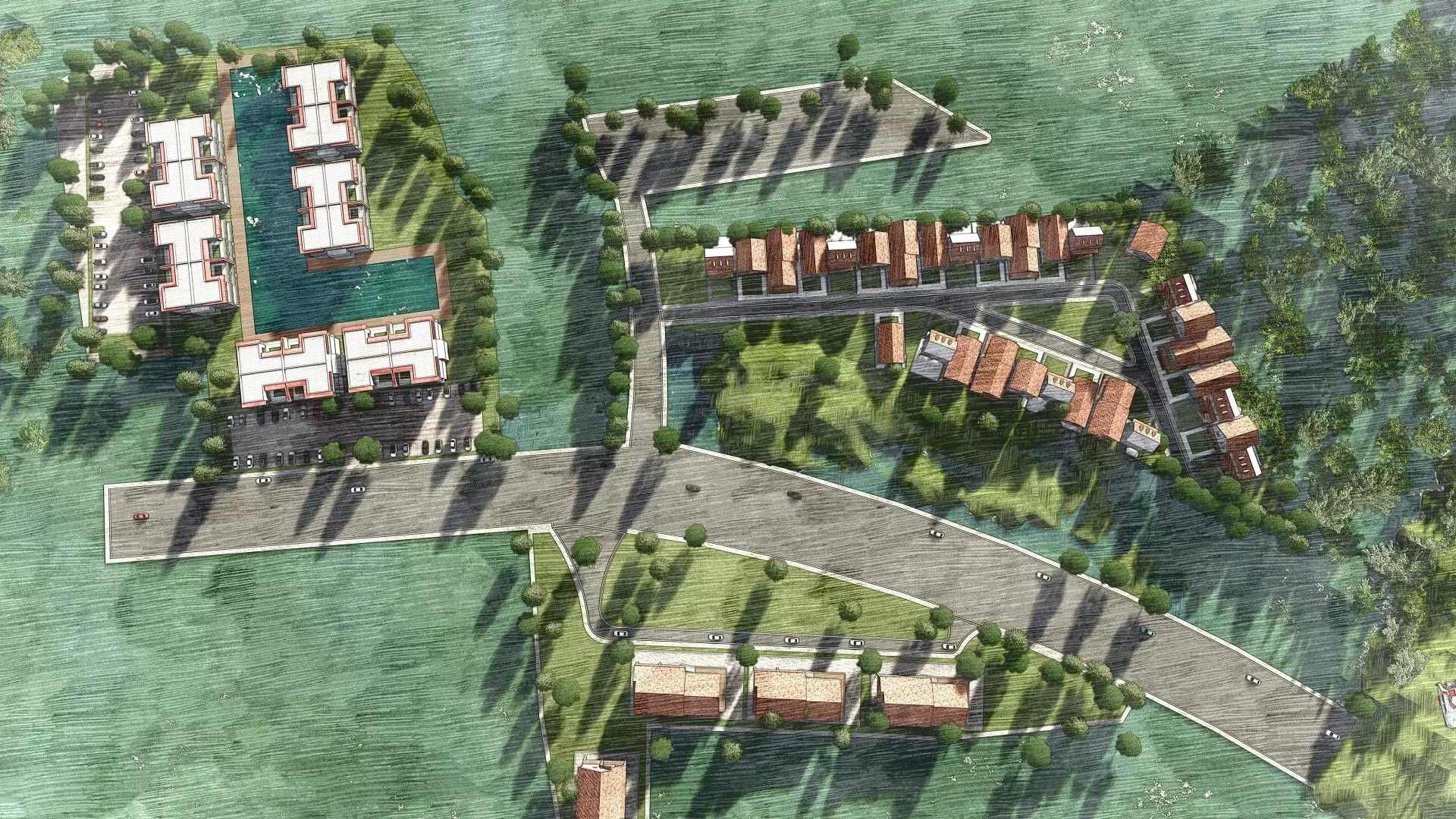 Housing Society Development Design along beach 3D model_0