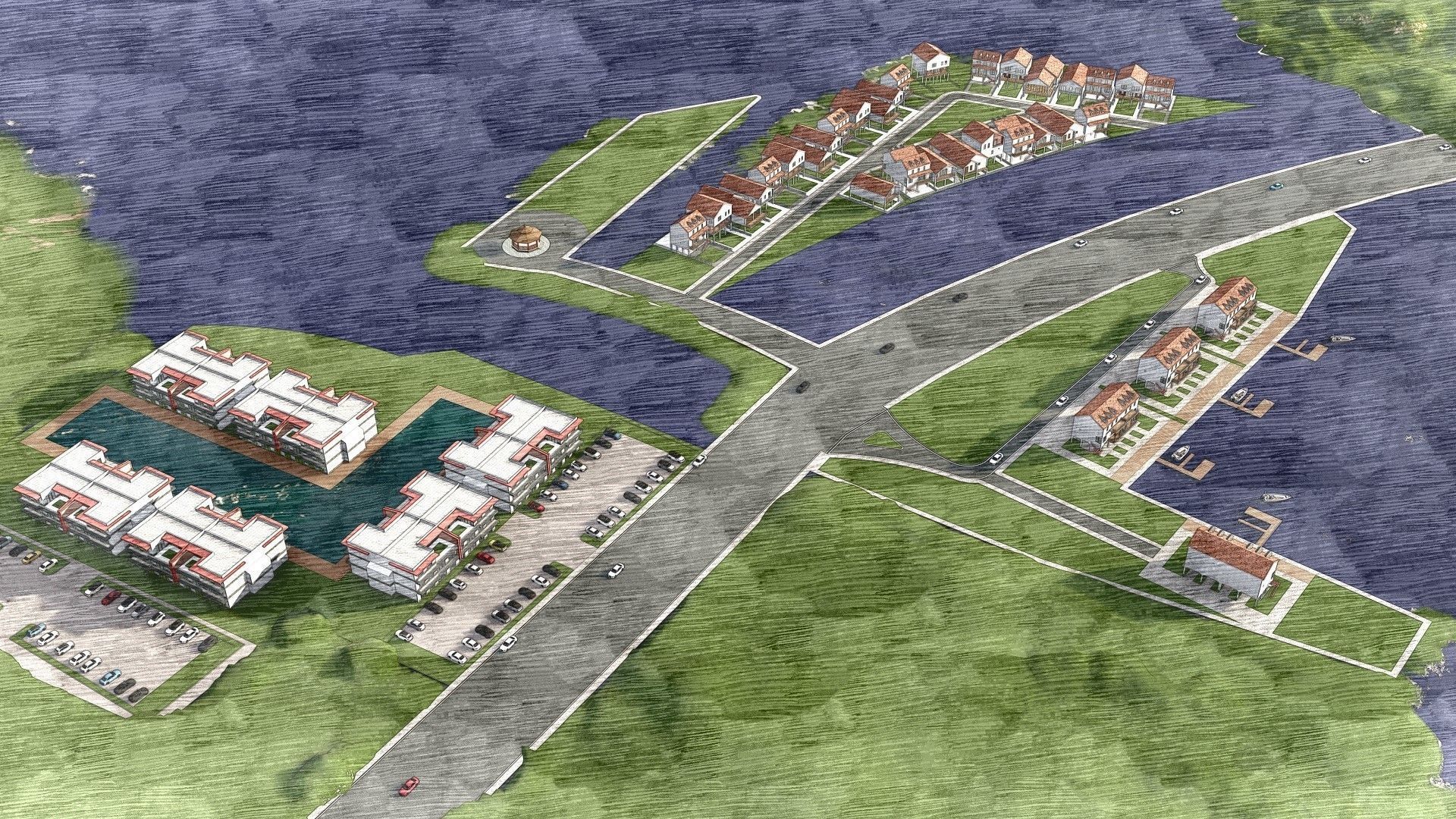 Housing Society Development Design along beach 3D model_14