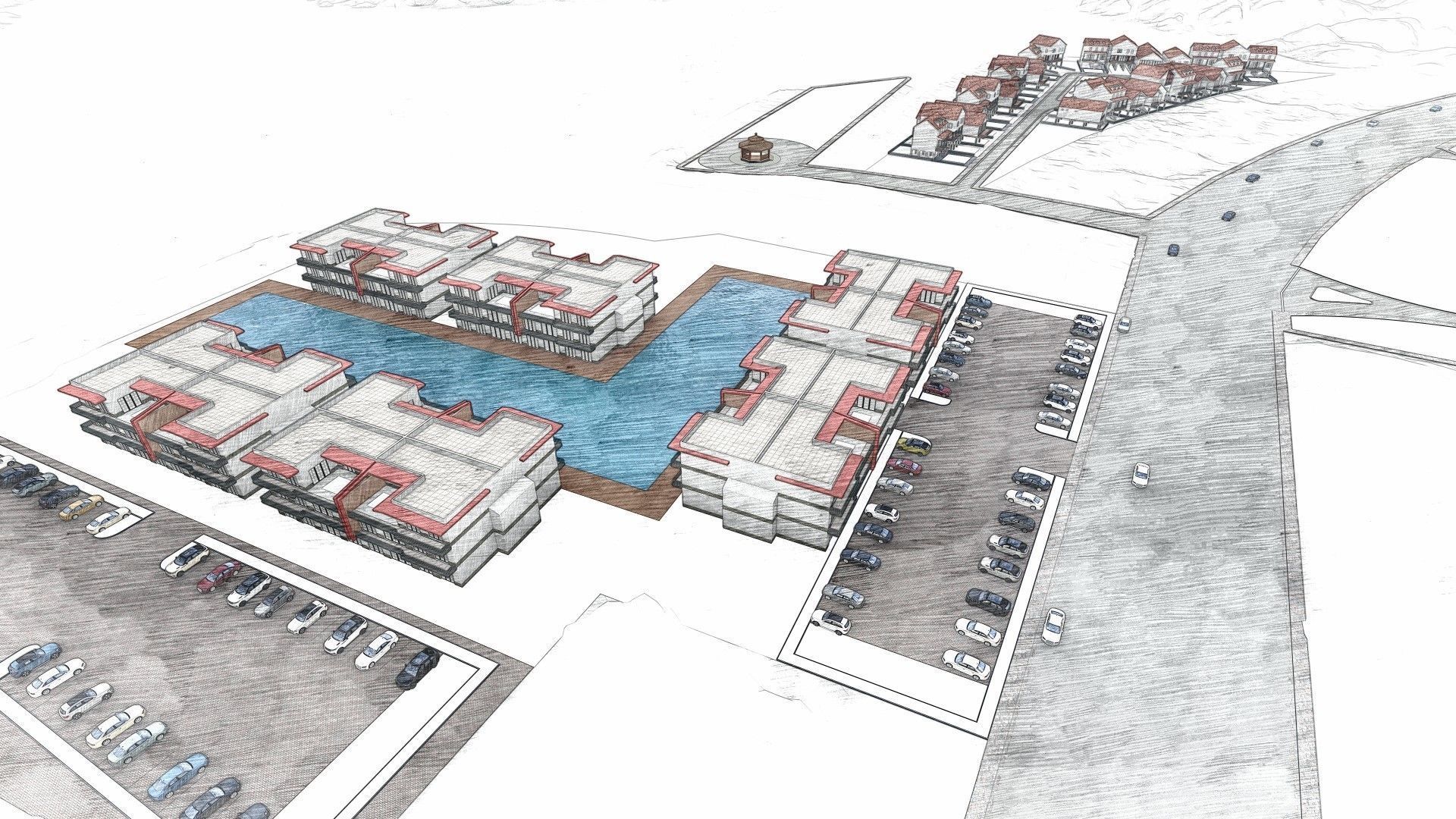 Housing Society Development Design along beach 3D model_12