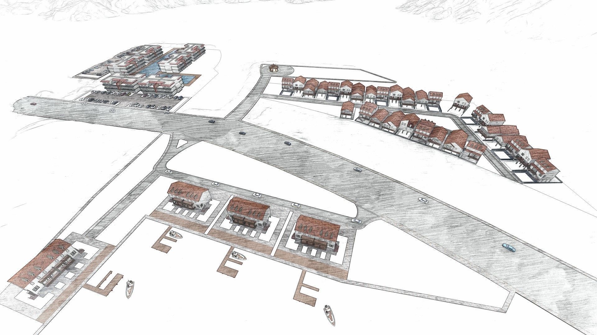 Housing Society Development Design along beach 3D model_19