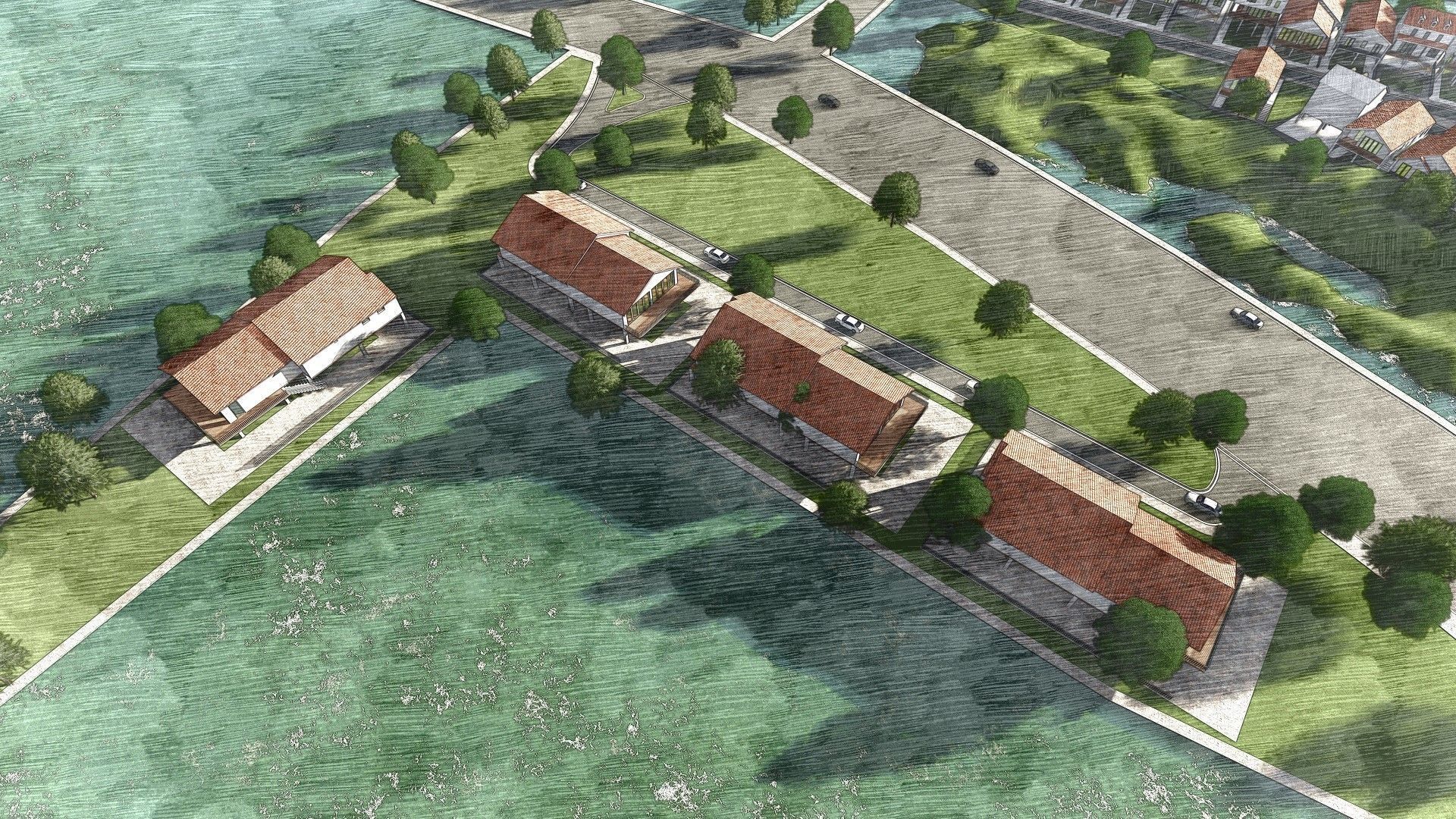 Housing Society Development Design along beach 3D model_7