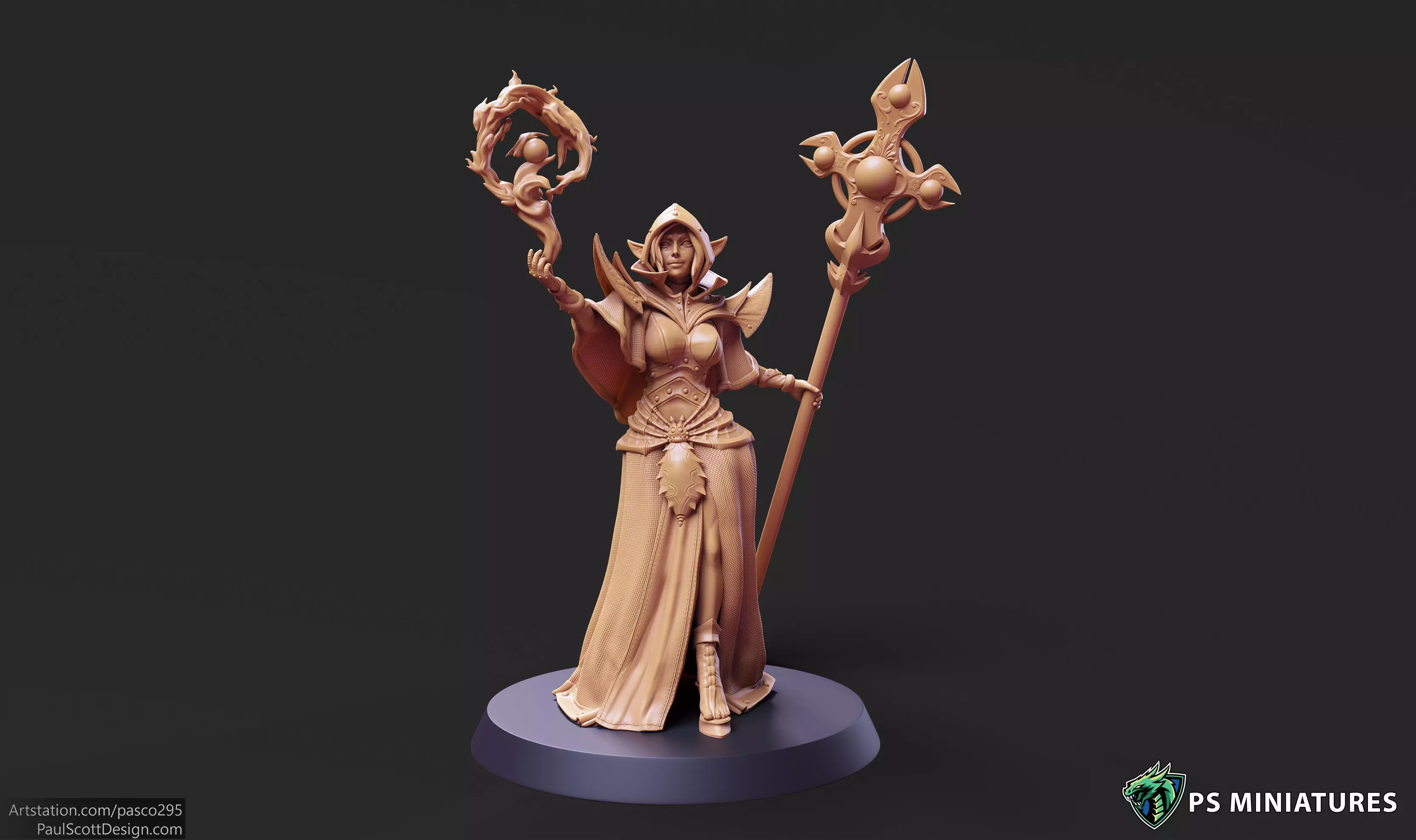 Drow Cleric Pose 1 - 4 Variants and Pinup 3D print model_0