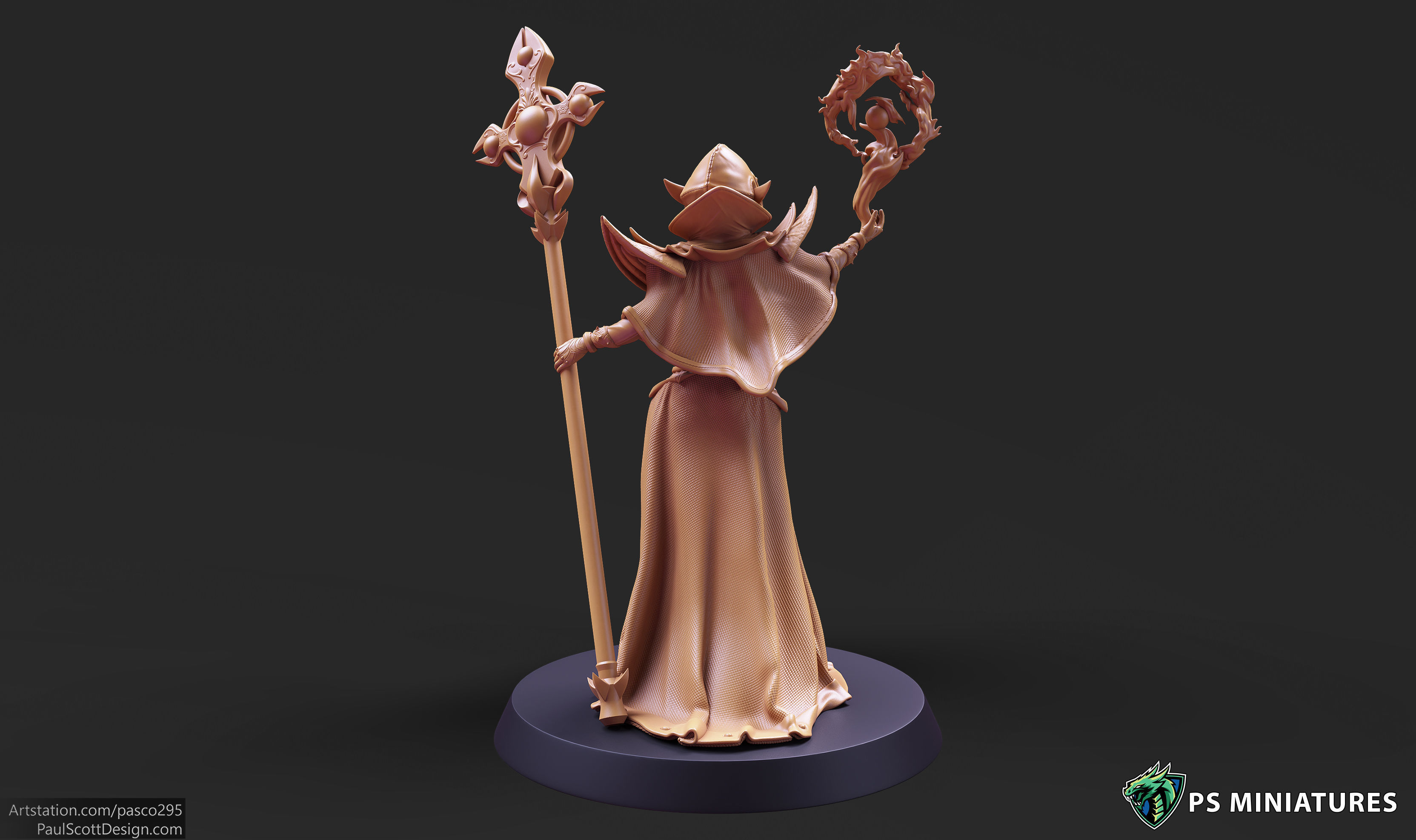Drow Cleric Pose 1 - 4 Variants and Pinup 3D print model_10