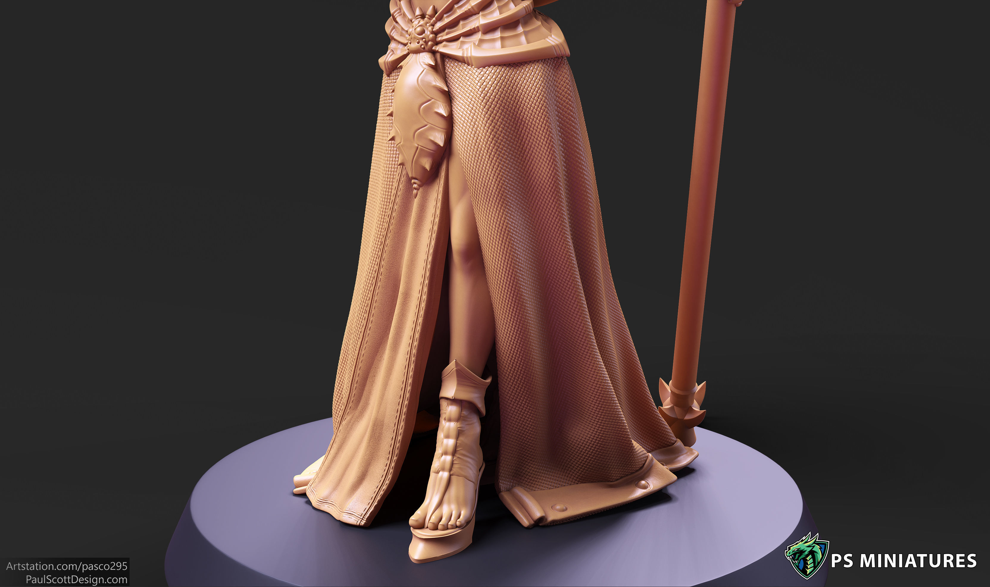 Drow Cleric Pose 1 - 4 Variants and Pinup 3D print model_12