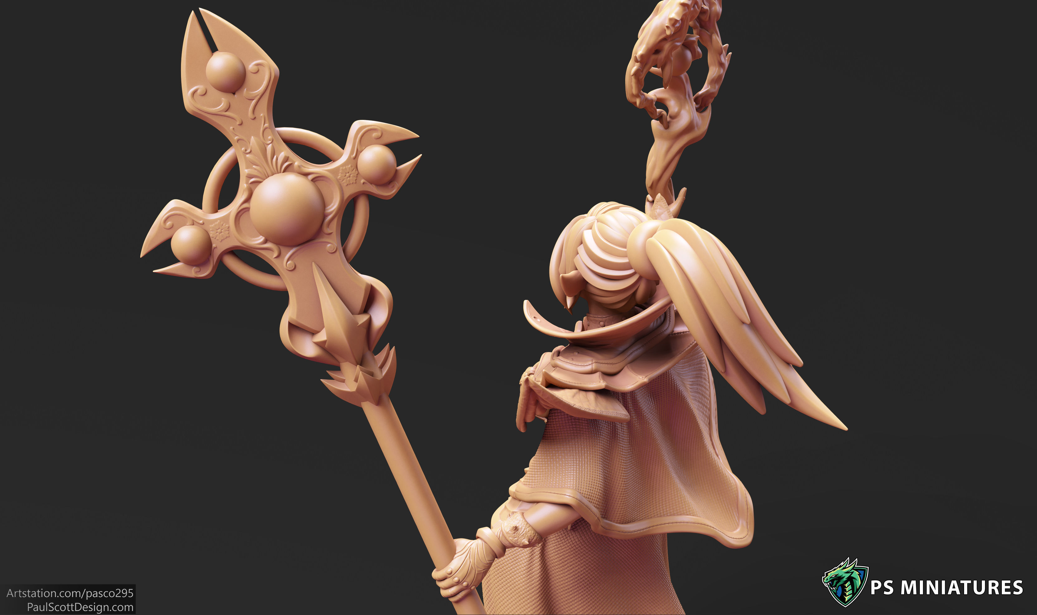Drow Cleric Pose 1 - 4 Variants and Pinup 3D print model_6