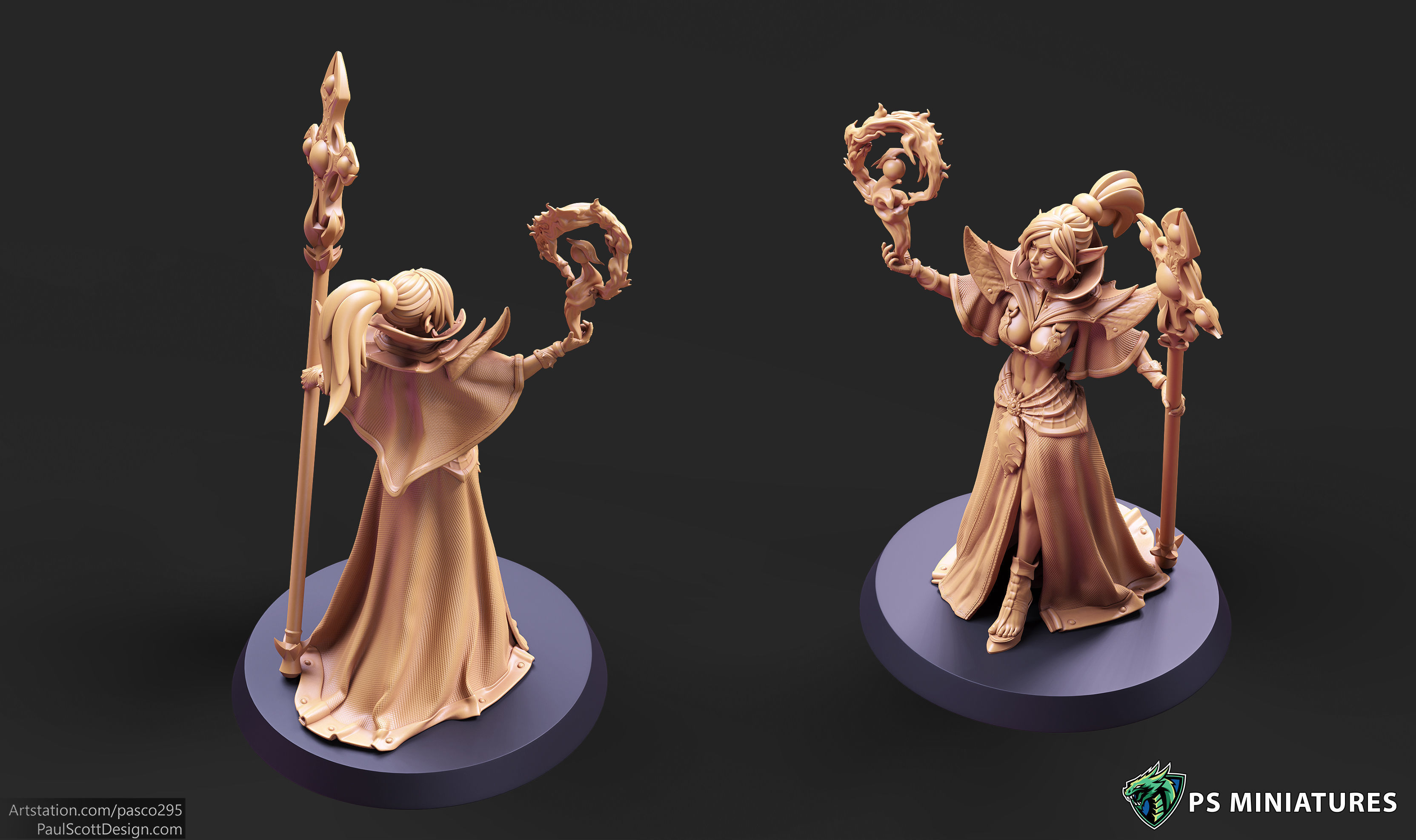 Drow Cleric Pose 1 - 4 Variants and Pinup 3D print model_2