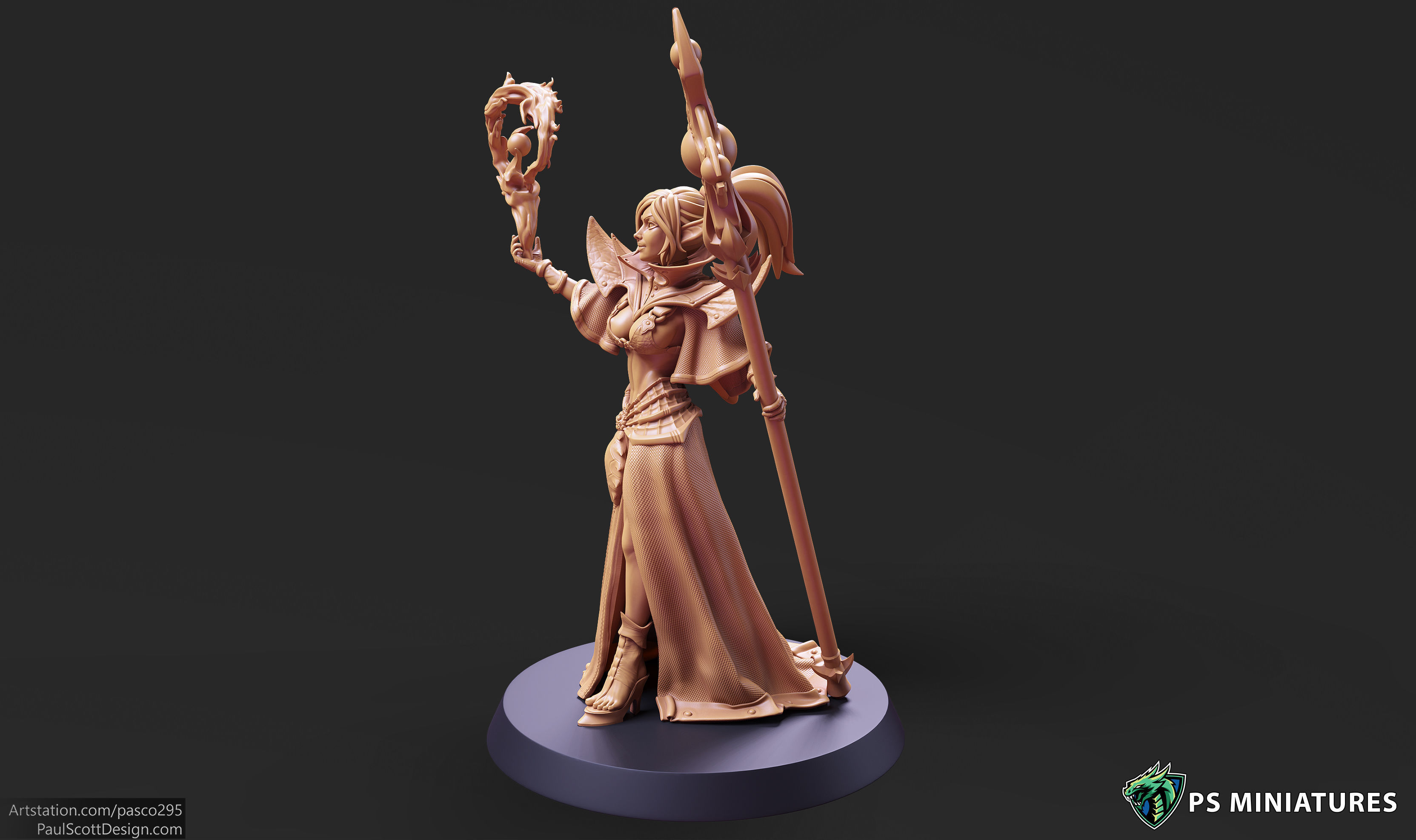 Drow Cleric Pose 1 - 4 Variants and Pinup 3D print model_8