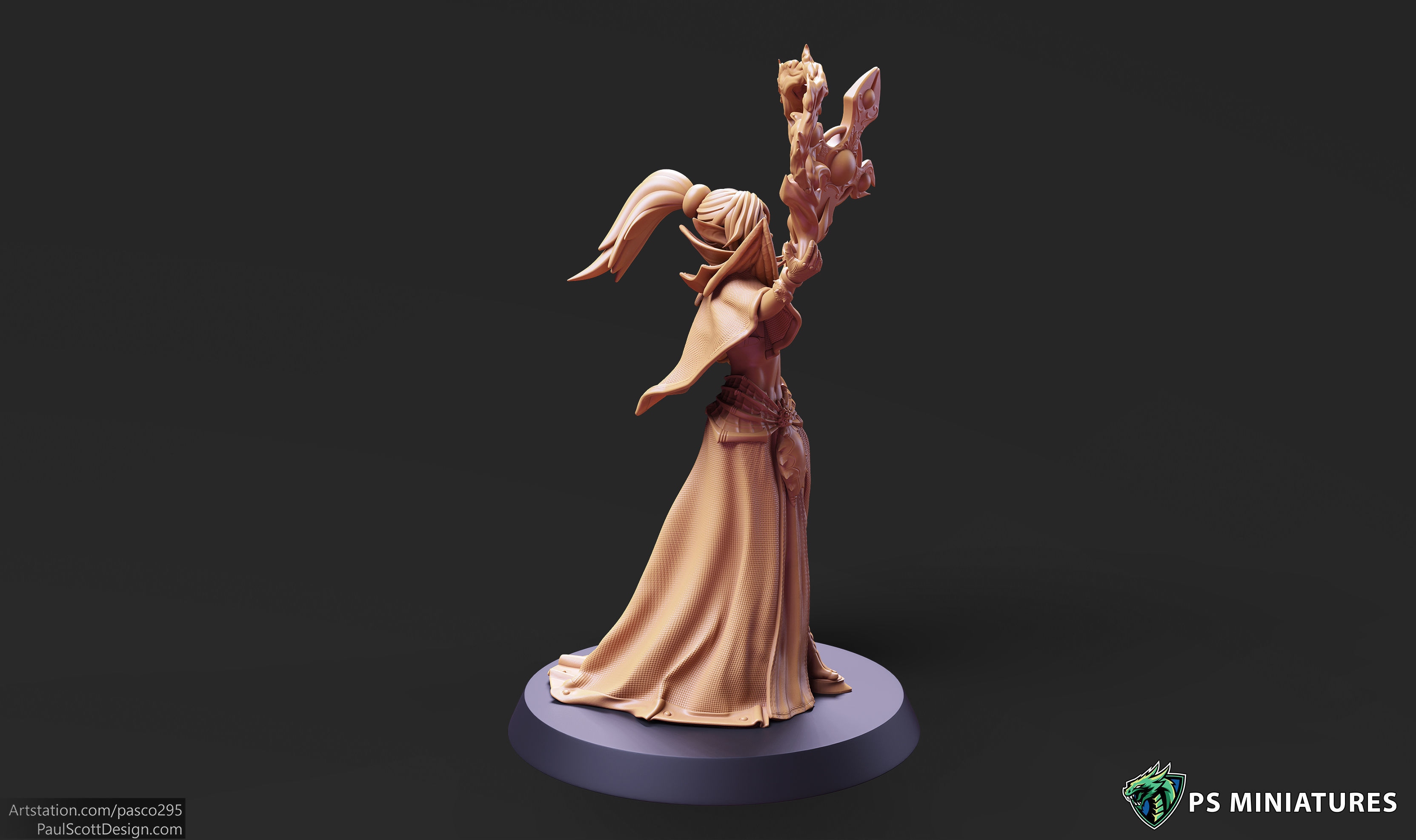 Drow Cleric Pose 1 - 4 Variants and Pinup 3D print model_9