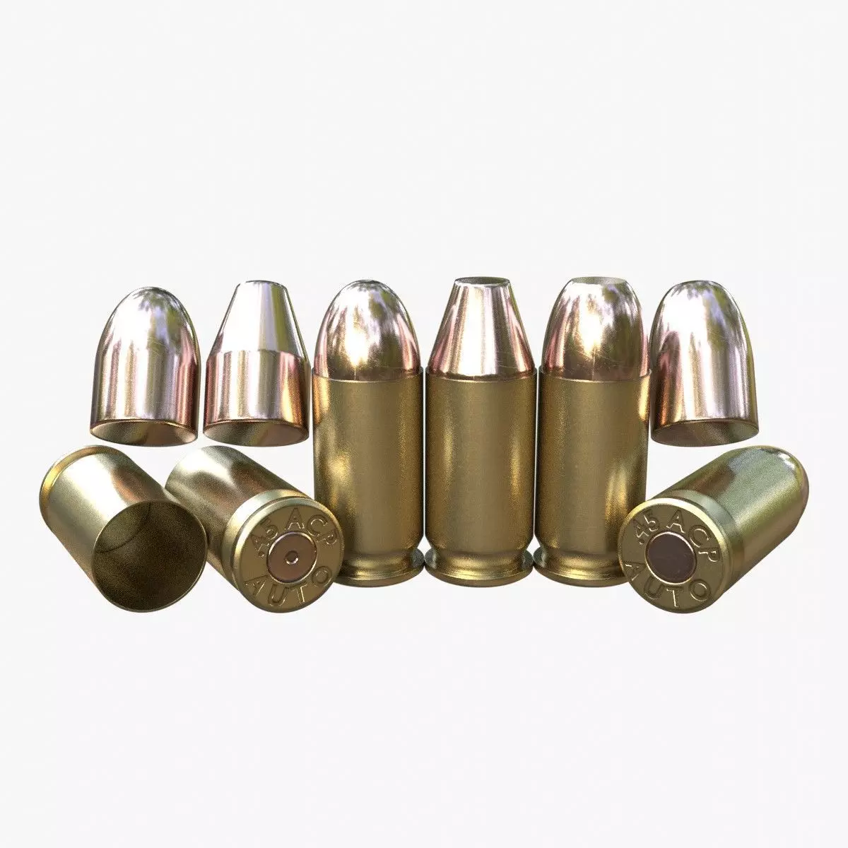 45 ACP AUTO Cartridge Low-poly 3D model