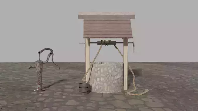 water well low poly 