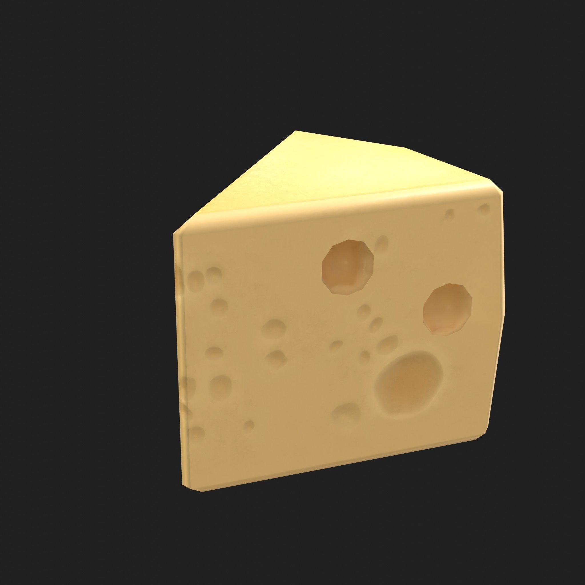 Cheese Wedge and Wheel 2 Piece Set Low-poly 3D model_1