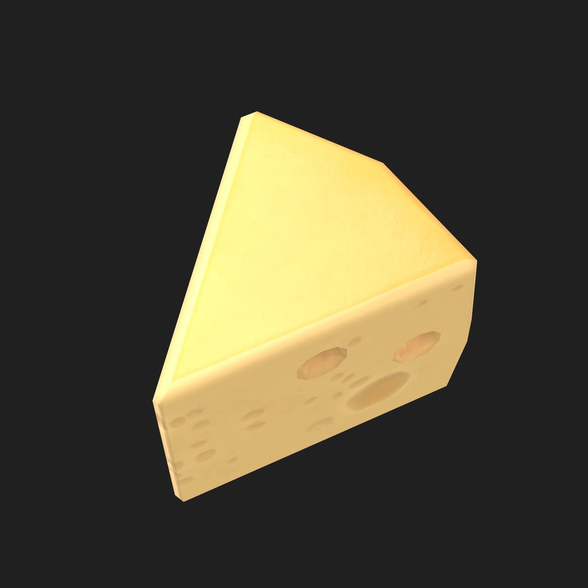 Cheese Wedge and Wheel 2 Piece Set Low-poly 3D model_5