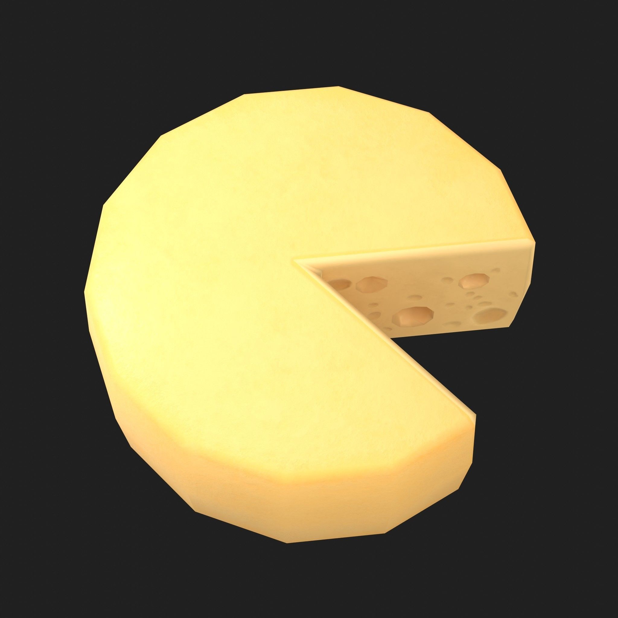 Cheese Wedge and Wheel 2 Piece Set Low-poly 3D model_6