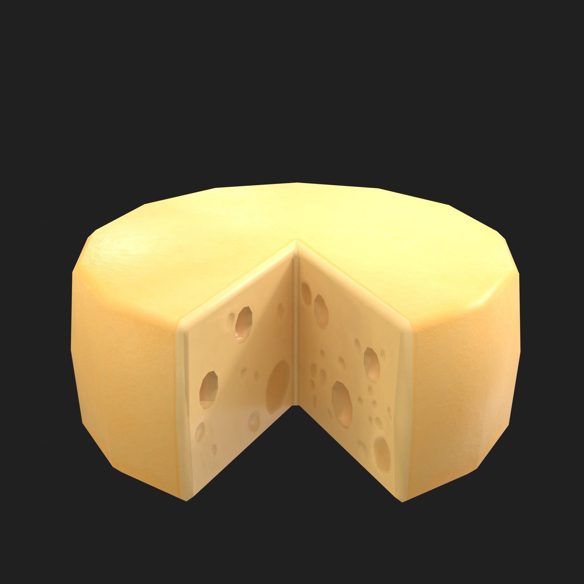 Cheese Wedge and Wheel 2 Piece Set Low-poly 3D model_2