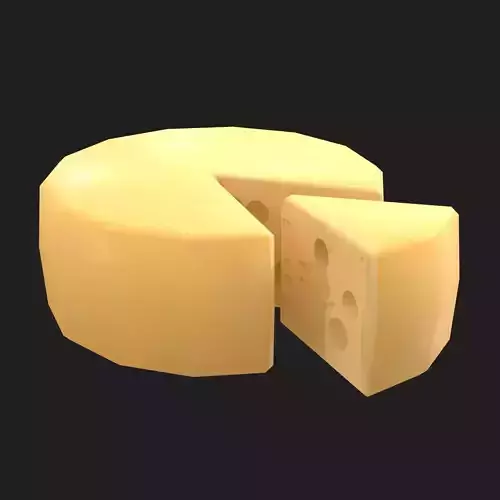 Cheese Wedge and Wheel 2 Piece Set Low-poly 3D model