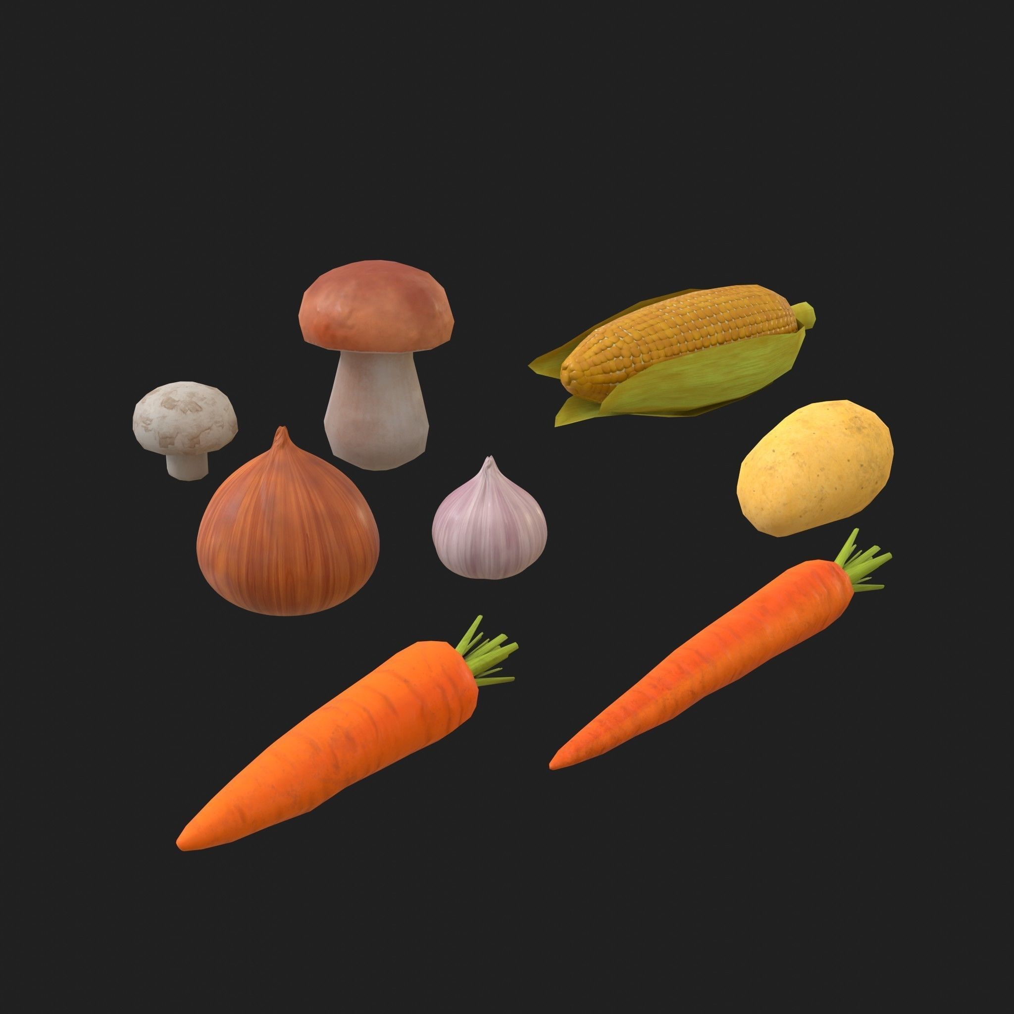 Fruits and Vegetables - Apple Onion Orange Tomato 19 Piece Set Low-poly 3D model_3