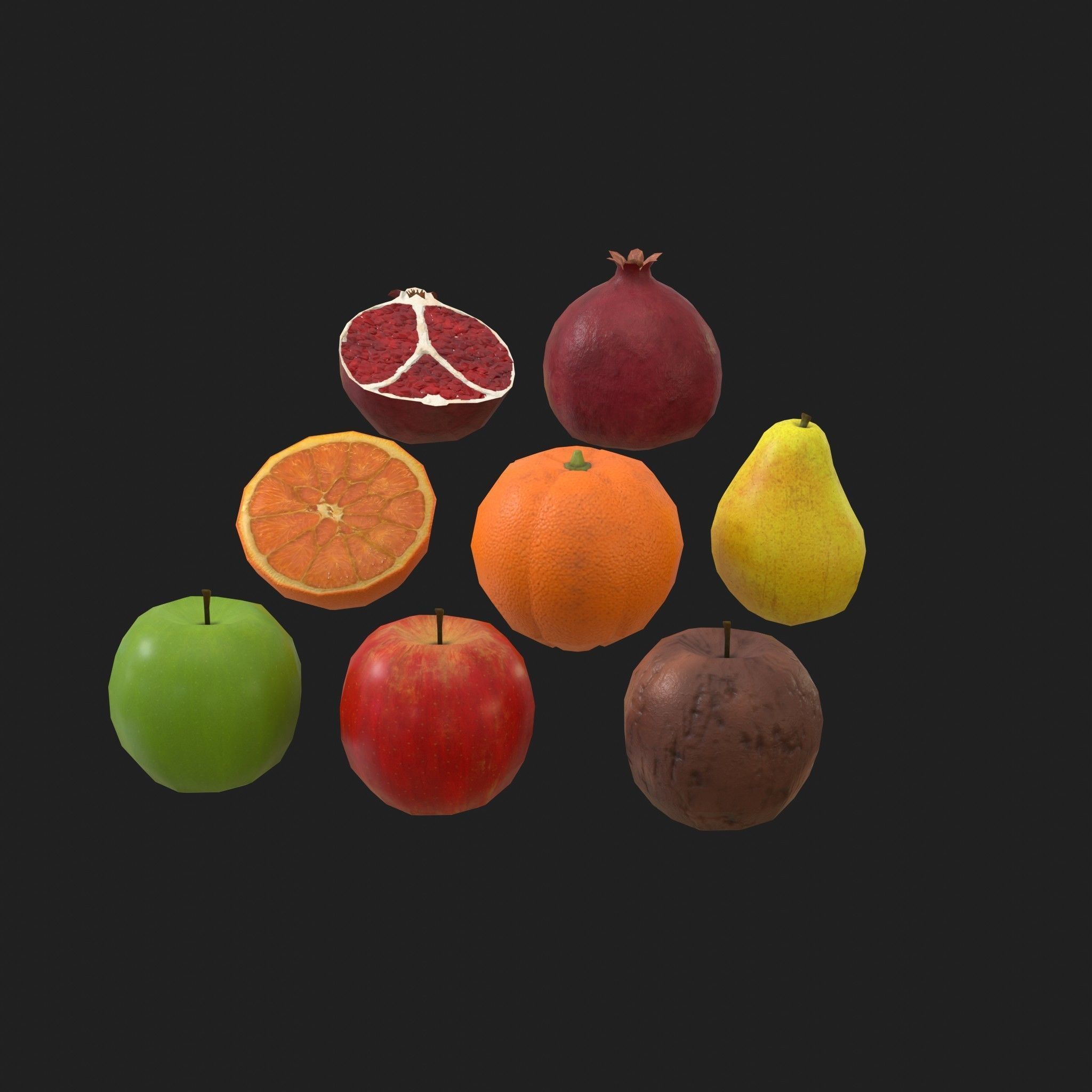 Fruits and Vegetables - Apple Onion Orange Tomato 19 Piece Set Low-poly 3D model_2