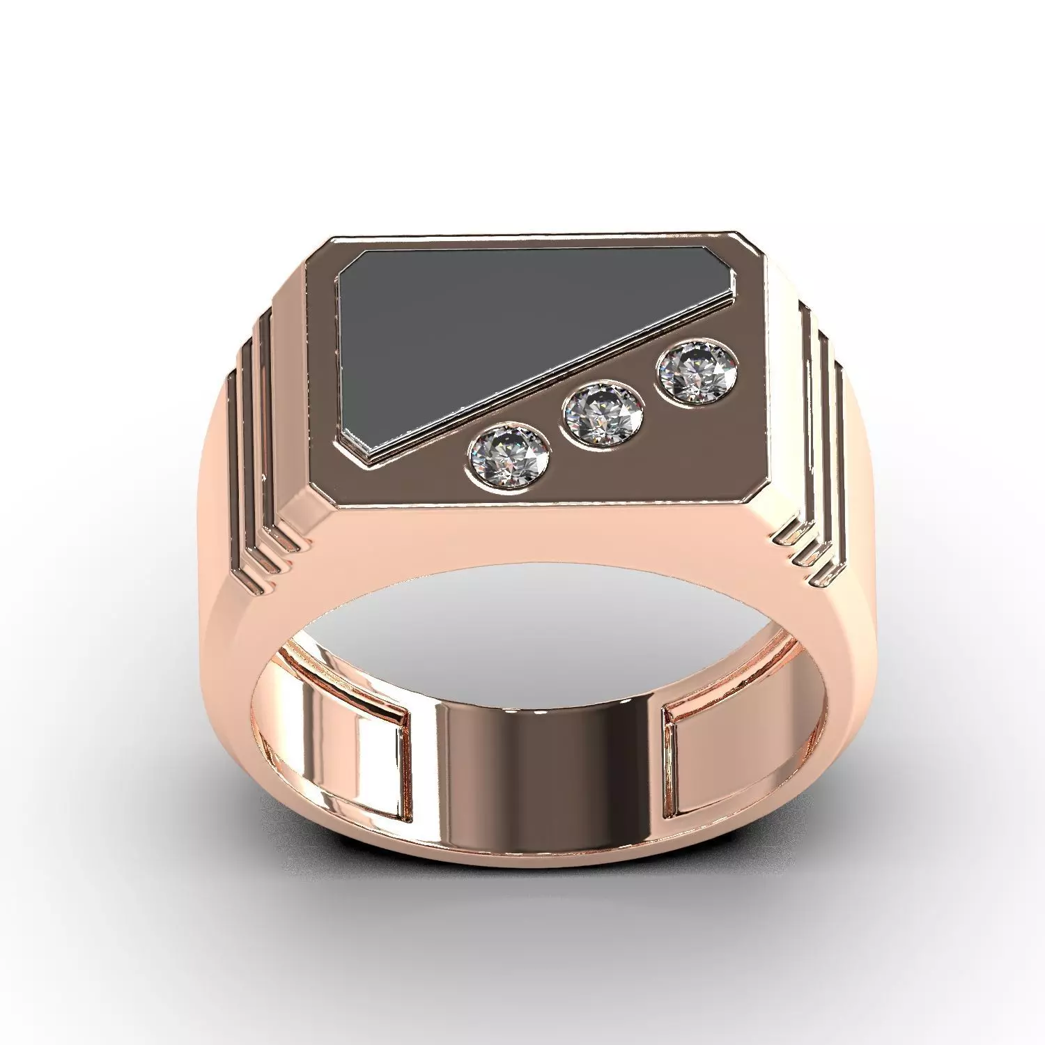 Men signet ring with gold overlay 3D print model