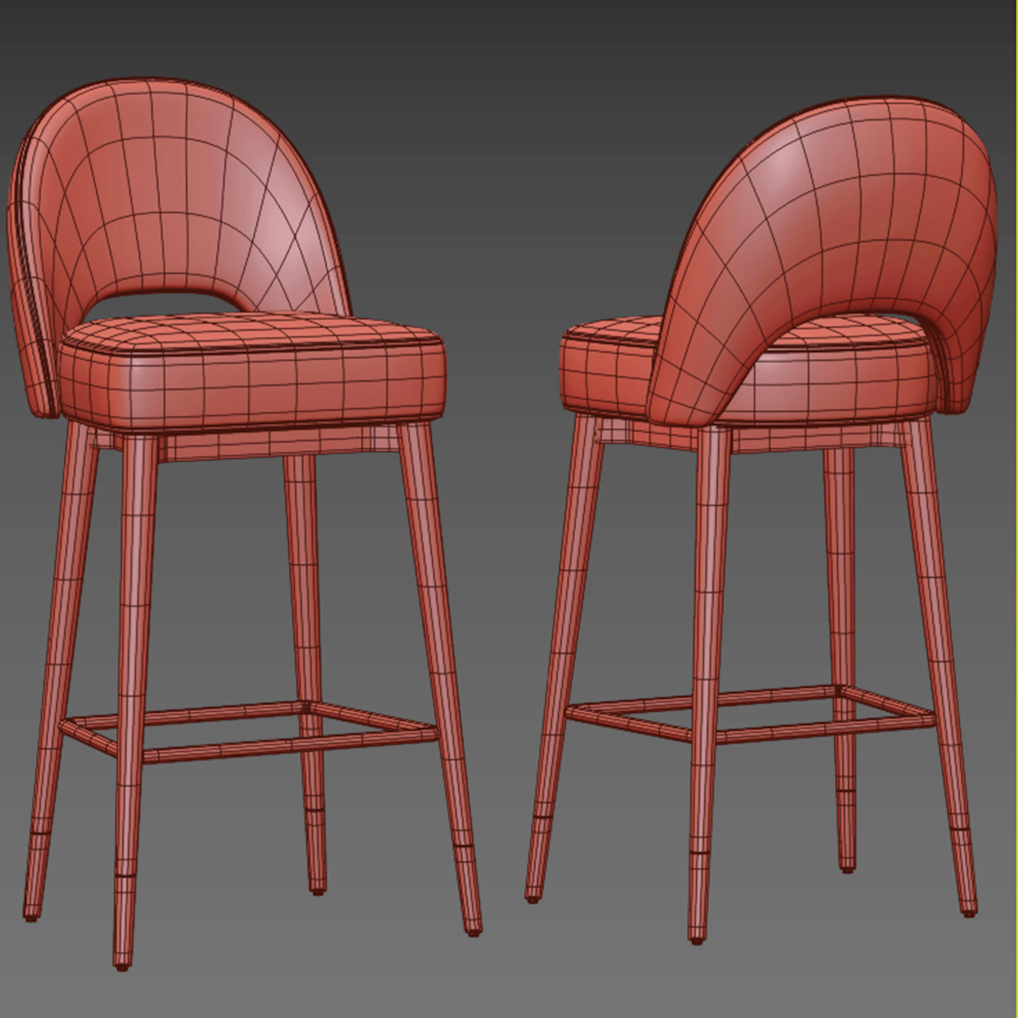 Clover Bar Stool Low-poly 3D model_2