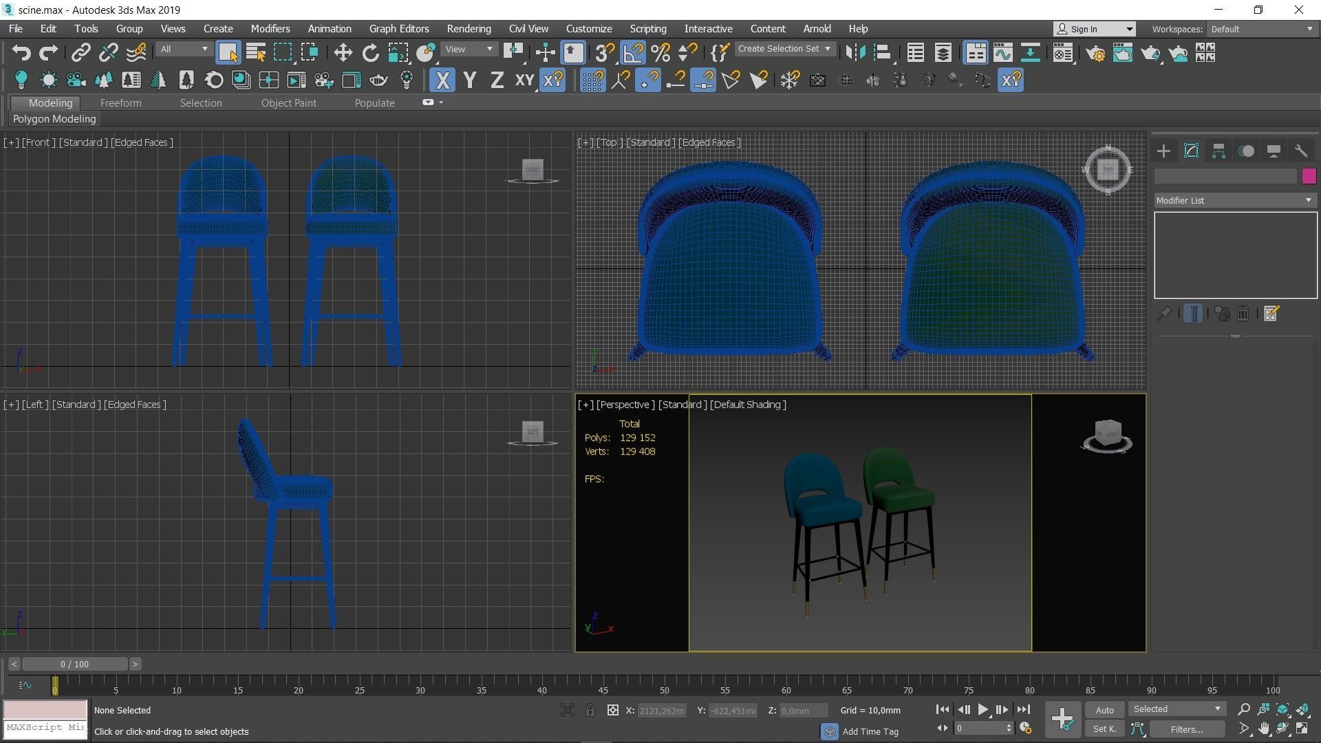 Clover Bar Stool Low-poly 3D model_11