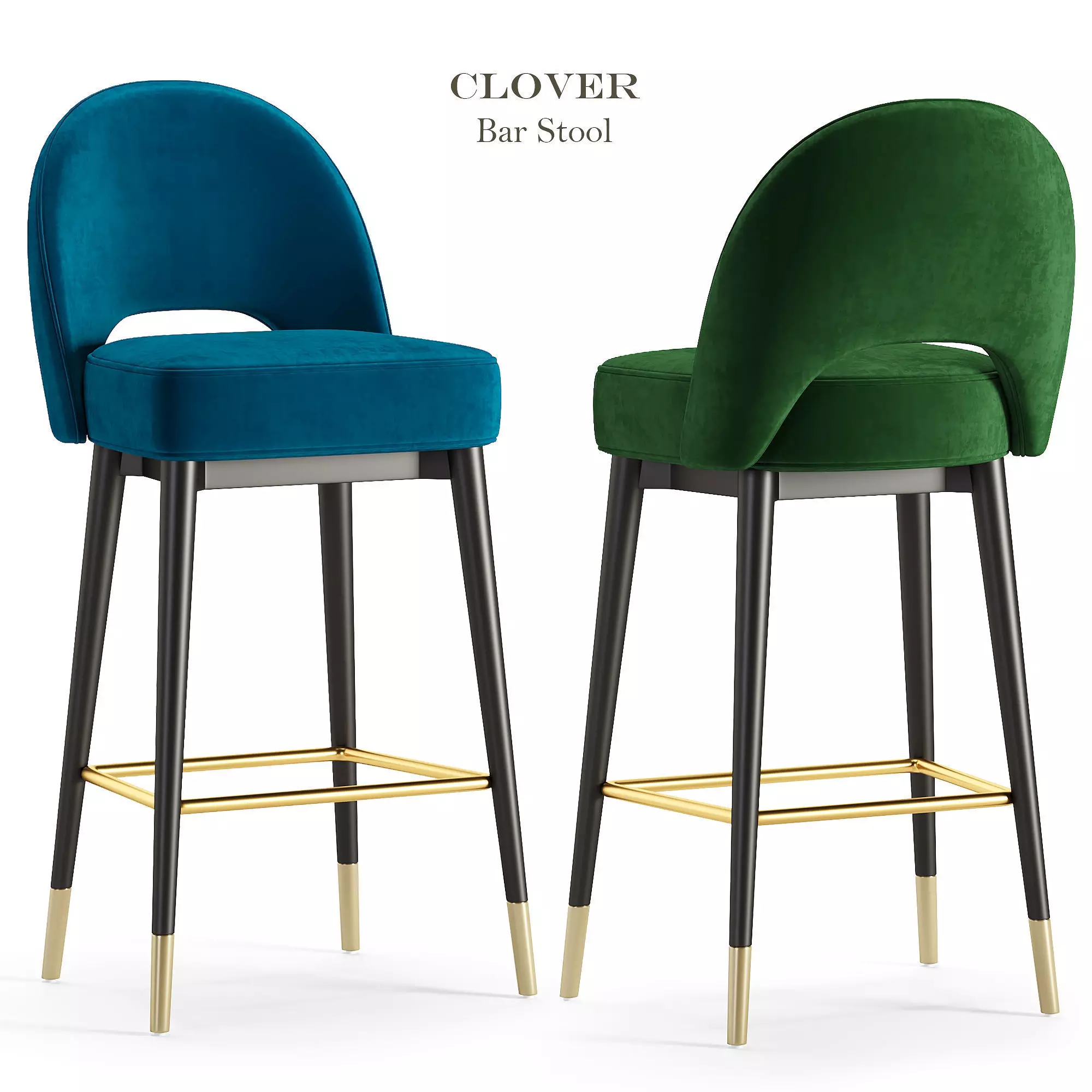Clover Bar Stool Low-poly 3D model_0