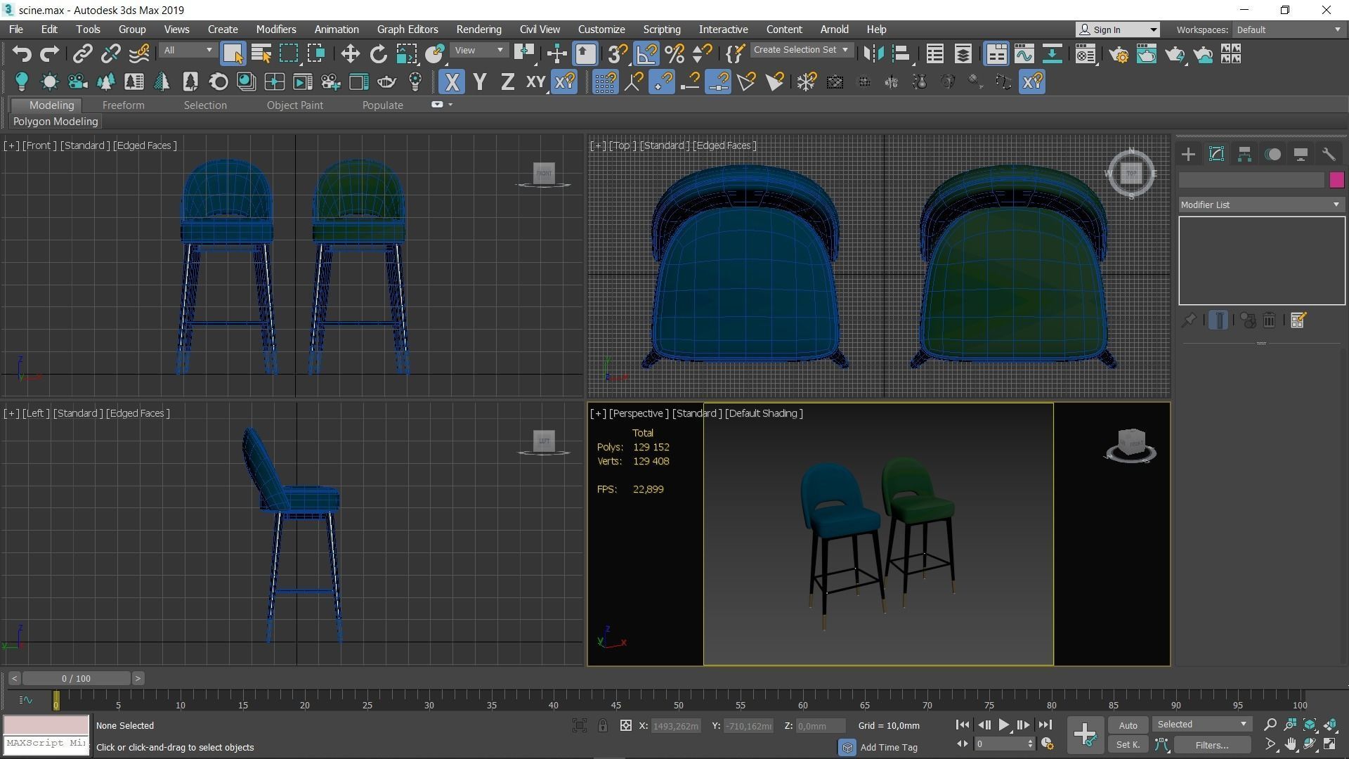 Clover Bar Stool Low-poly 3D model_12
