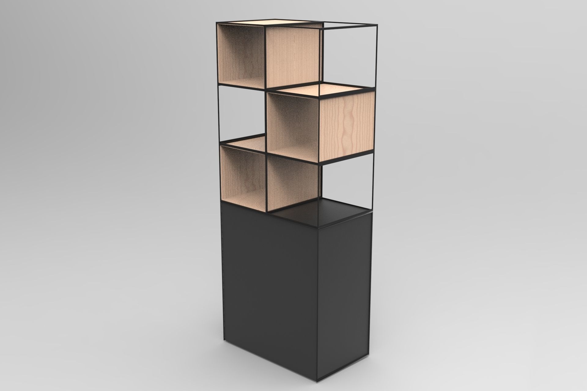 Open Shelves Storage Low-poly 3D model_1