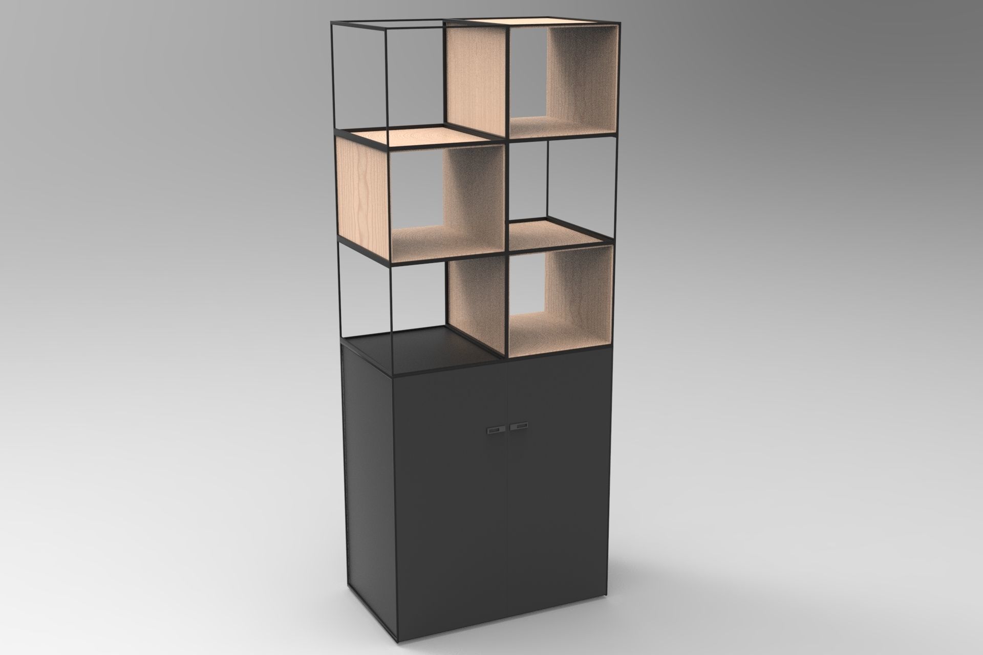 Open Shelves Storage Low-poly 3D model_8