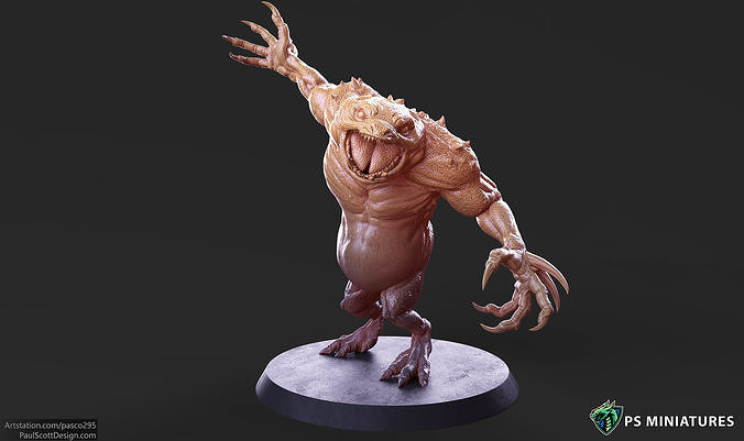 Blue Slaad Lizardman - Pose 4 3D print model