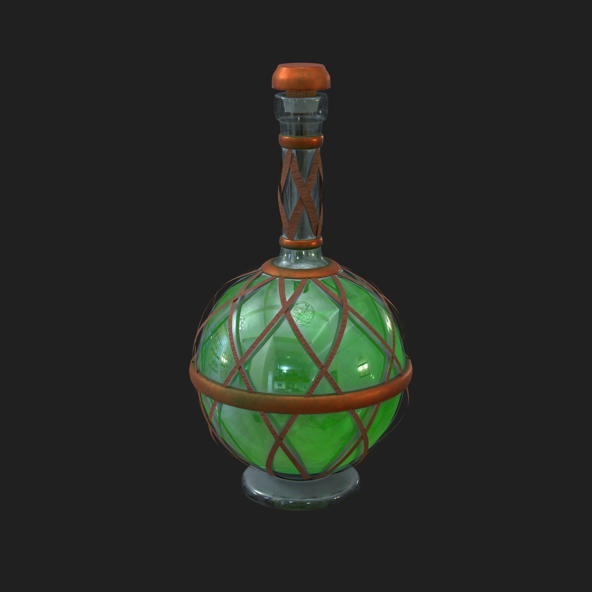 Potions - Health Mana Strength 9 Piece Set Low-poly 3D model_8