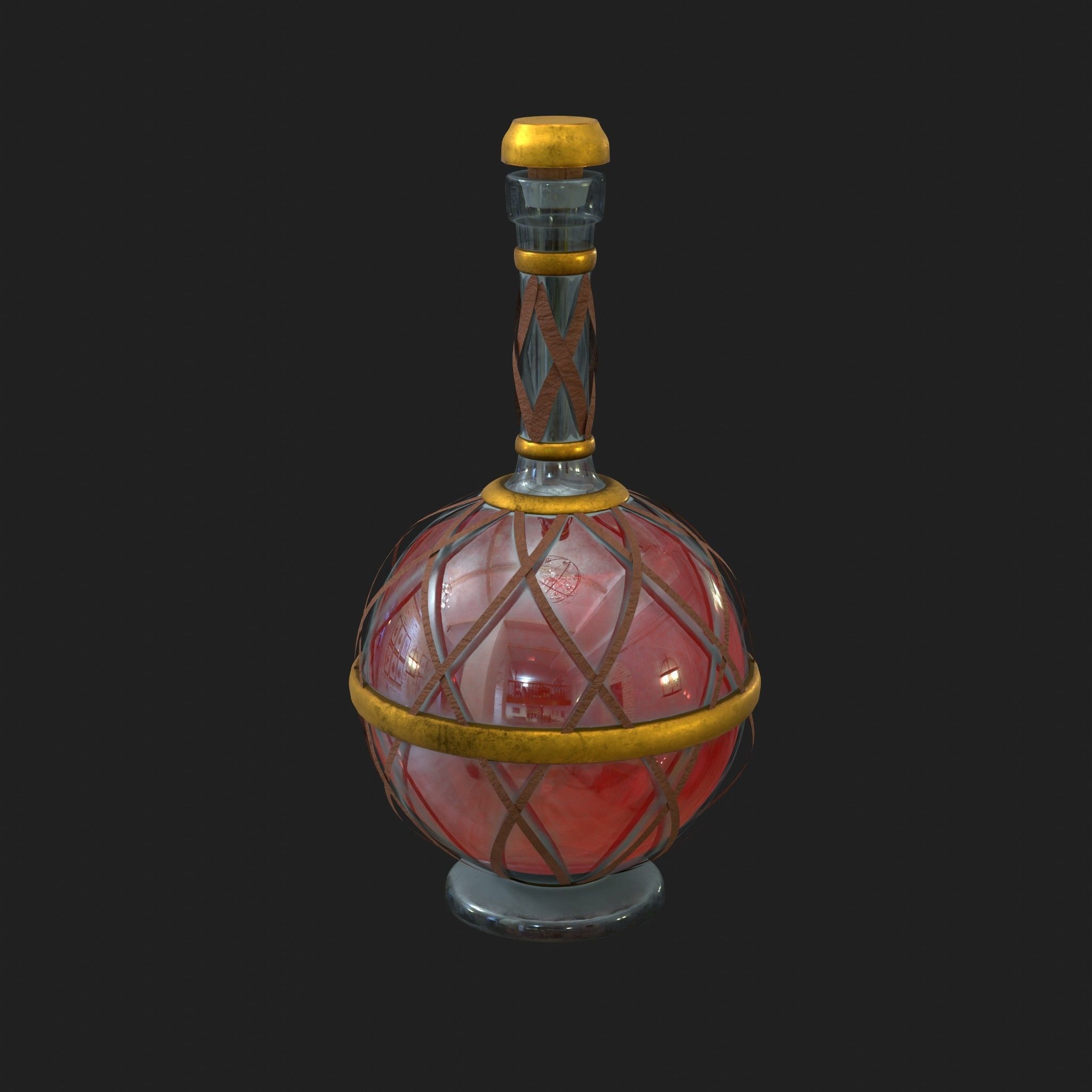Potions - Health Mana Strength 9 Piece Set Low-poly 3D model_9